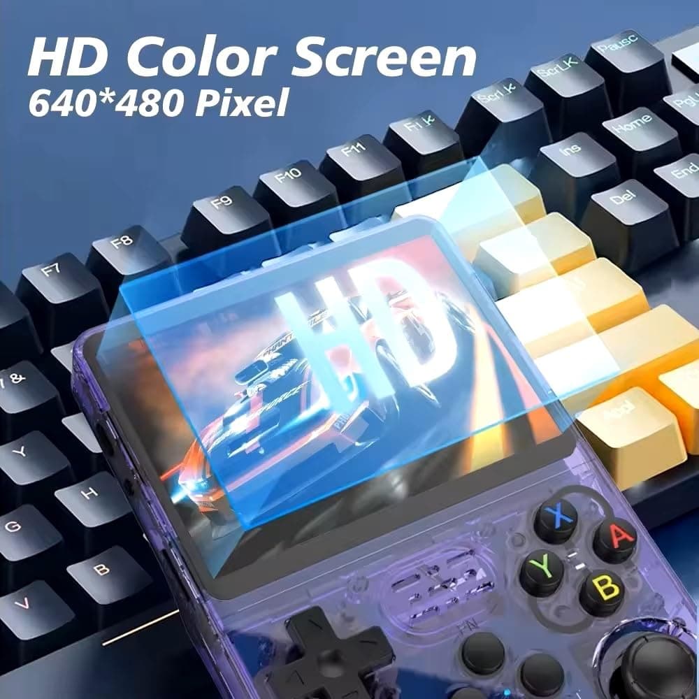 Handheld Retro Game Console with 21,000+ Games, 3.5" IPS Screen, and Dual TF Card 128 GB System, supports 20+ emulators and features HDMI and TV output, 3500mAh battery for long-lasting fun. (Purple), view 5
