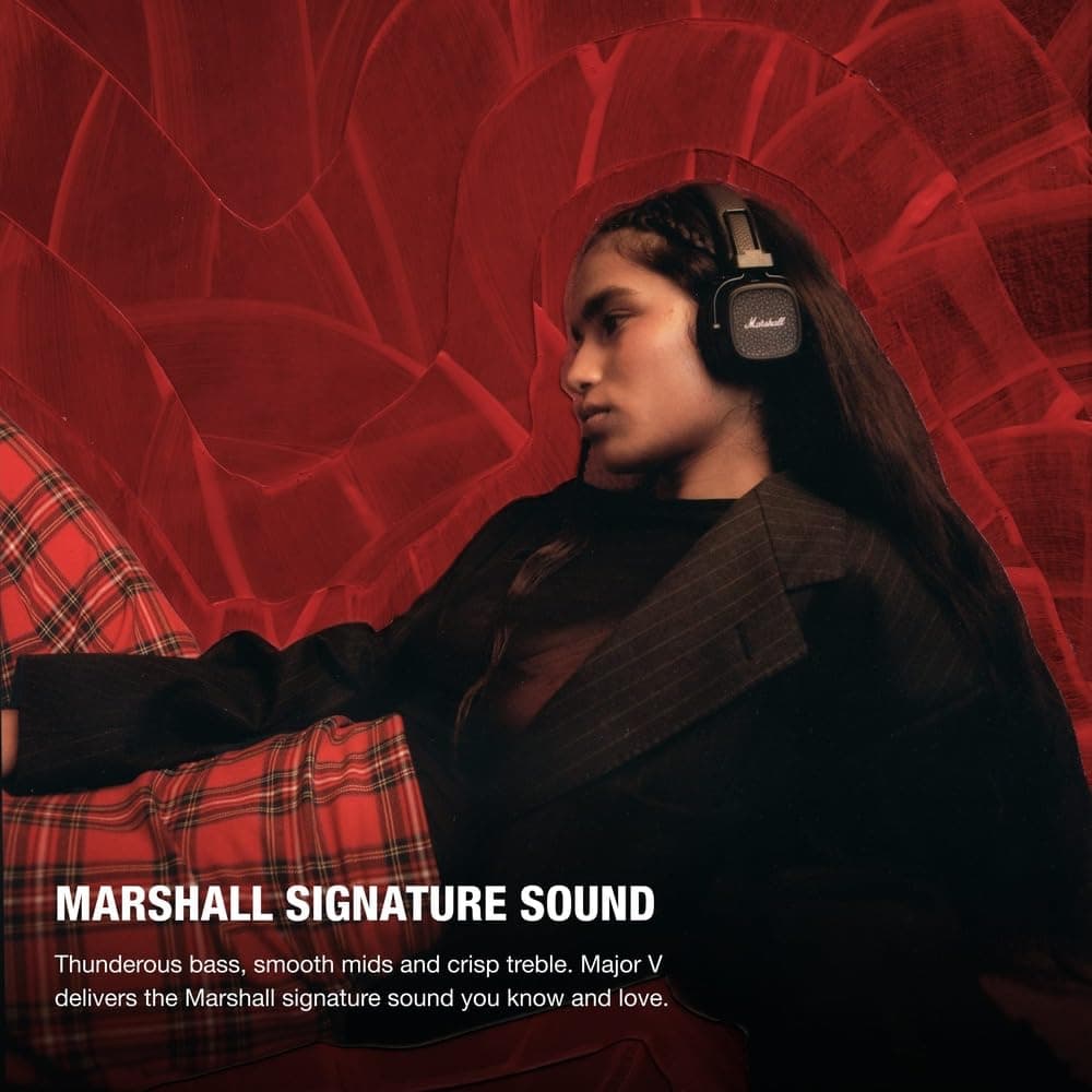 Marshall Major V Wireless On-Ear Bluetooth Headphones - Black, view 2