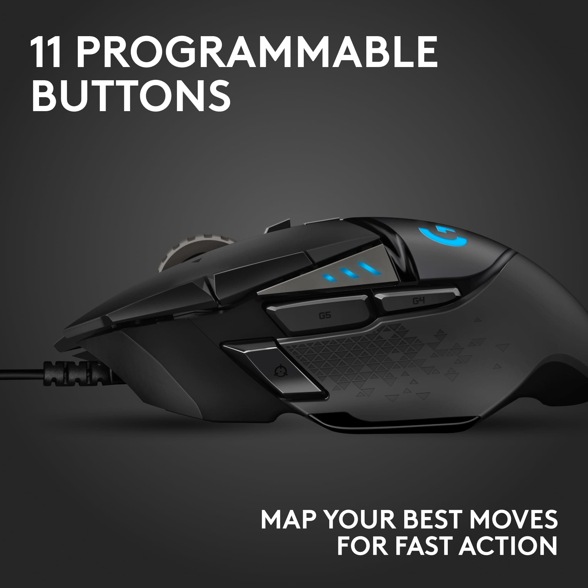 Logitech G502 Hero Wired Gaming Mouse - Black, view 4