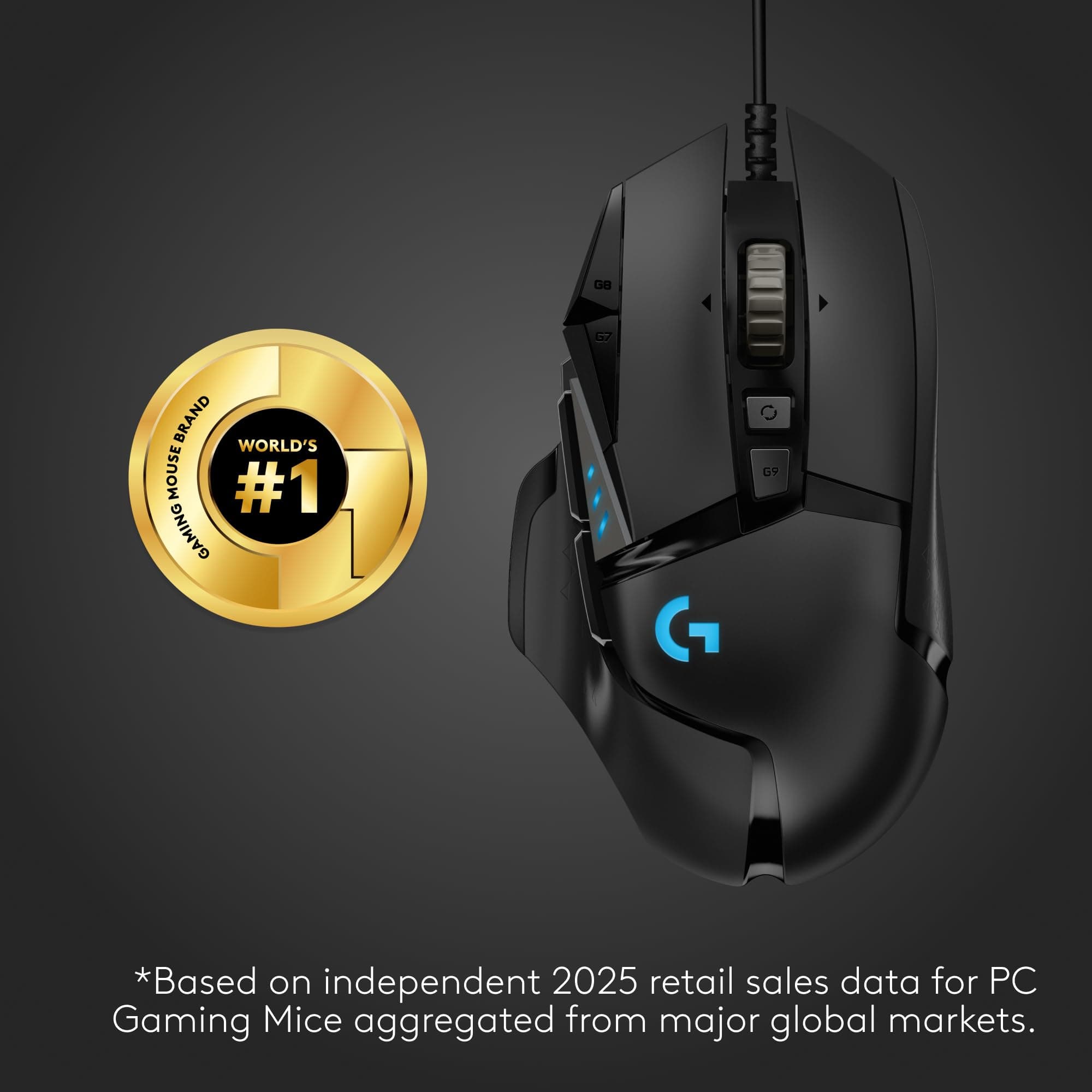 Logitech G502 Hero Wired Gaming Mouse - Black, view 2