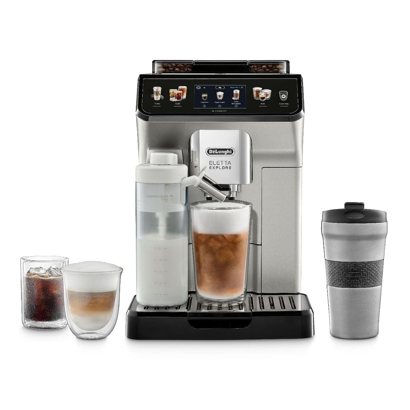 De'Longhi Eletta Explore Espresso Machine with Coffee Grinder, Milk Frother