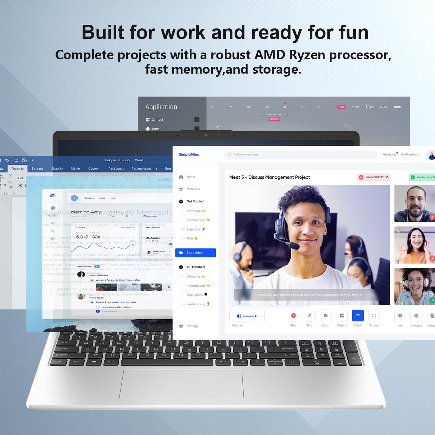 HP 255 G10 Laptop, 15.6" FHD Display, AMD Ryzen 5 7530U, 32GB RAM, 1TB SSD, Windows 11 Pro, Business Laptop for Office, School, and Daily Use, Work and Entertainment, Silver, view 4