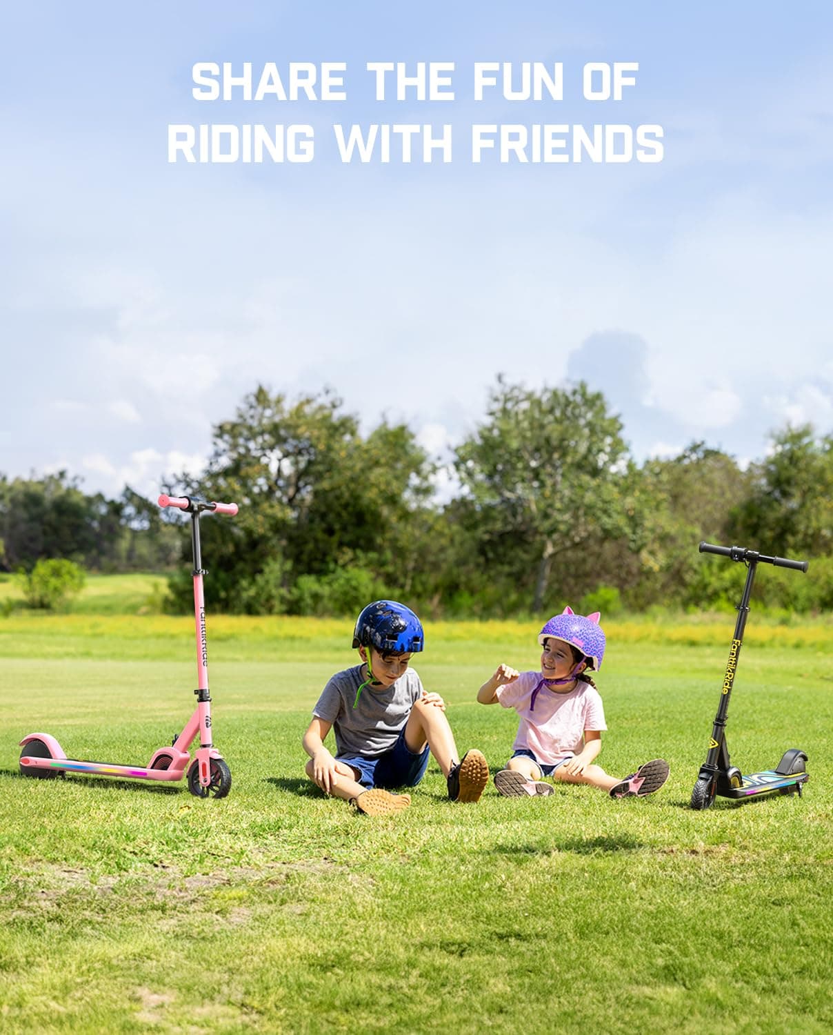 FanttikRide C9 Pro Kids Electric Scooter Ages 8-12, Colorful Rainbow Lights, E-Scooter for Kids 3.9-5.2 ft, 132 lbs, 5 Miles Range, Up to 40 min Ride Time, 5/8/10 MPH, 3 Adjustable Heights, Black, view 9
