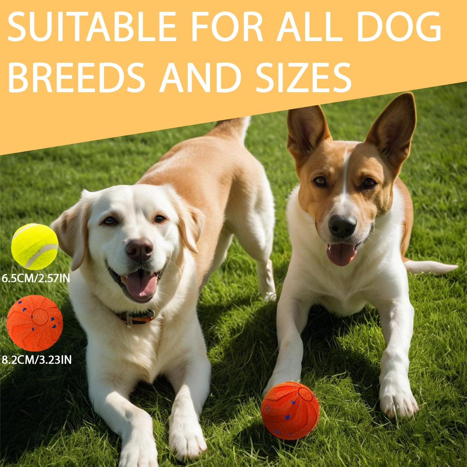 ZEUZPET Interactive Pet Toy Ball - Bouncy, Flexible & Durable, Self-Rolling for Indoor Play, IPX7 Waterproof, Active Rolling Ball for Medium Dogs (Orange), view 3