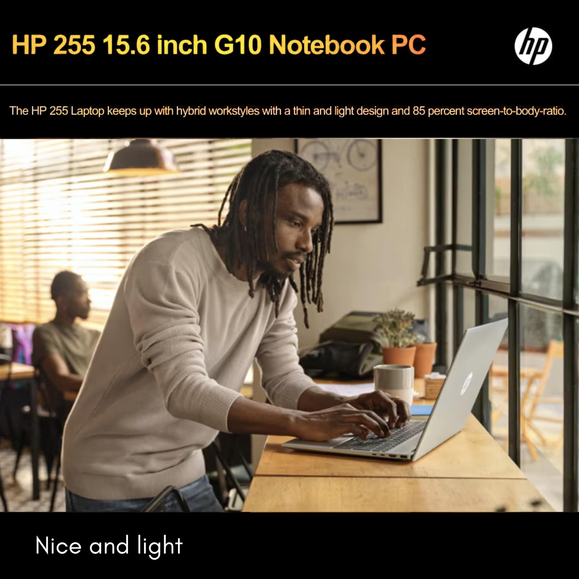 HP 255 G10 Laptop, 16GB RAM, 256GB SSD, Ryzen 3 7330U, 15.6" Full HD ASIN, view 4
