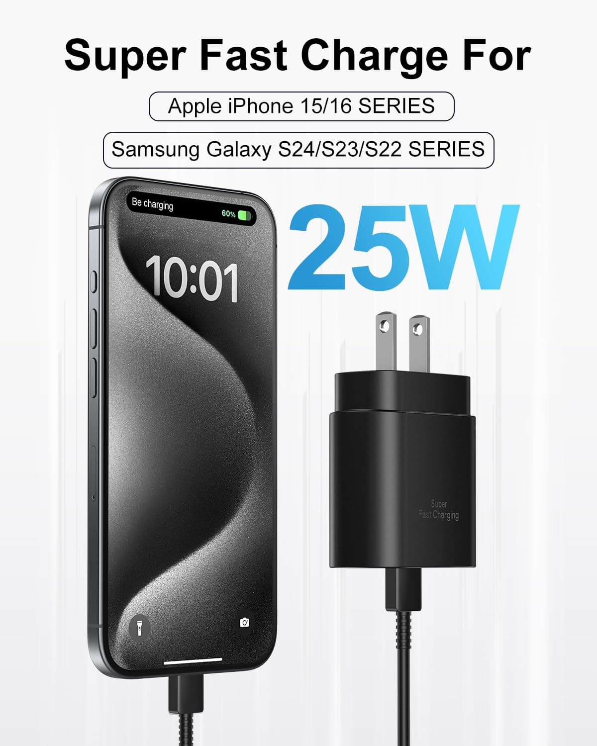 Type C Charger Fast Charging, 2Pack [10FT&6FT] Long USB C Cable with 25W Phone Super Fast Charger Block Compatible with Galaxy S25/S24/Plus/Ultra,iPhone 15/16/17/Air/Plus/Pro Max, view 2