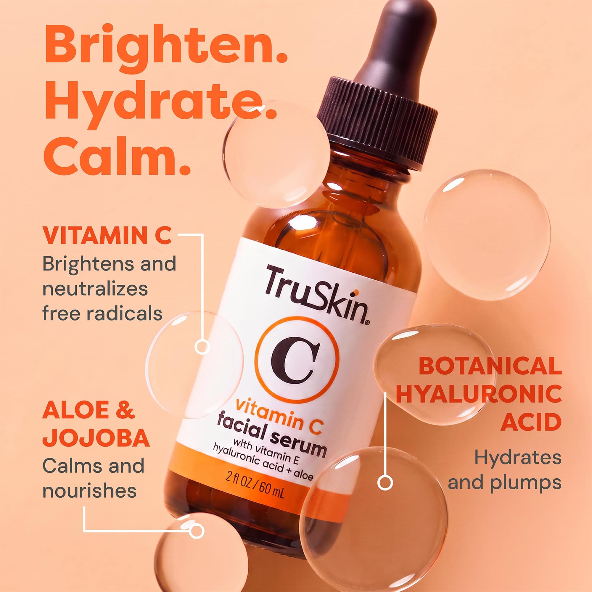 TruSkin Brightening Vitamin C Serum for Face with Hyaluronic Acid, 2 fl oz, view 2