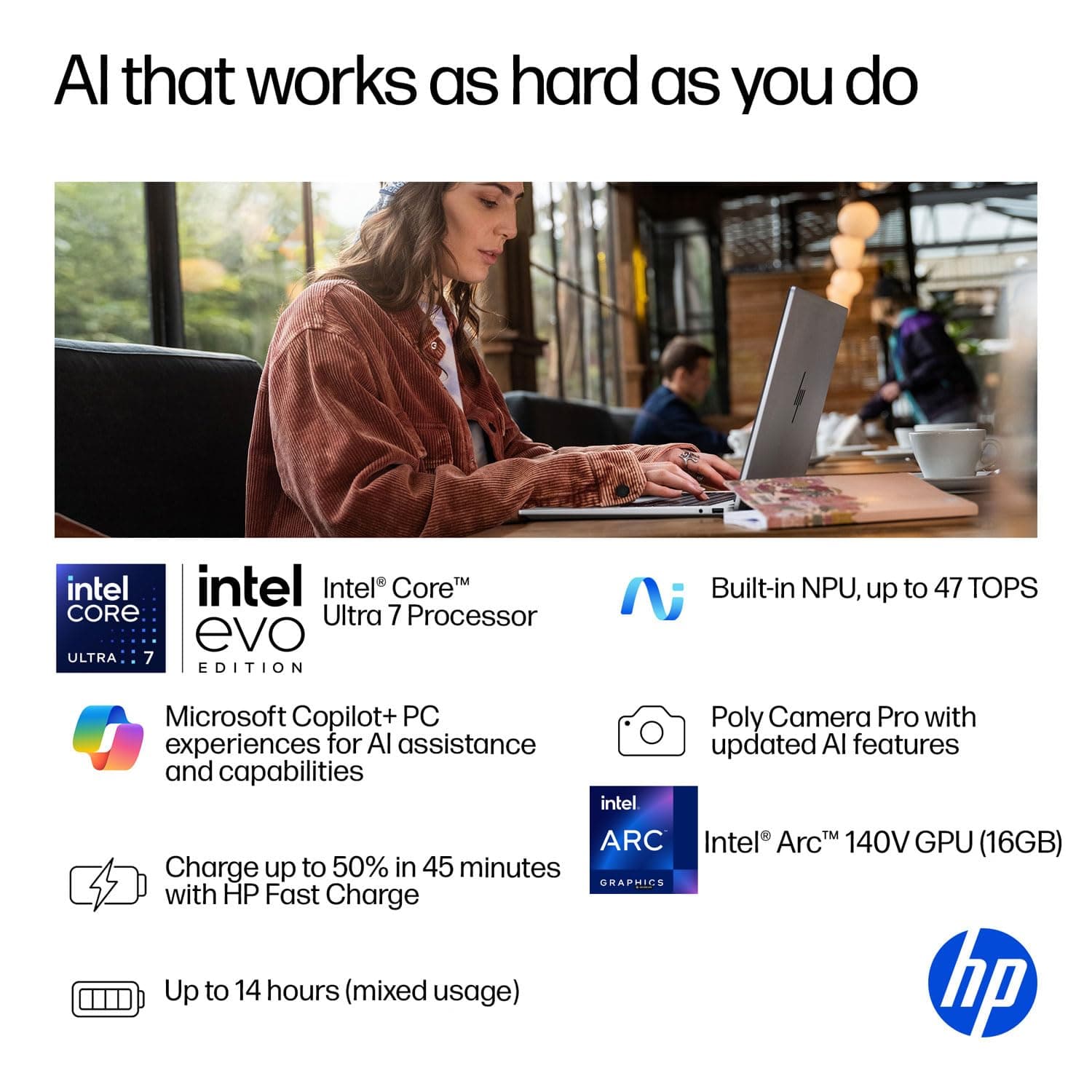 HP OmniBook 7 Flip 16" 2-in-1 Laptop, Intel Ultra 7 258V, 32GB DDR5 1TB SSD, view 2