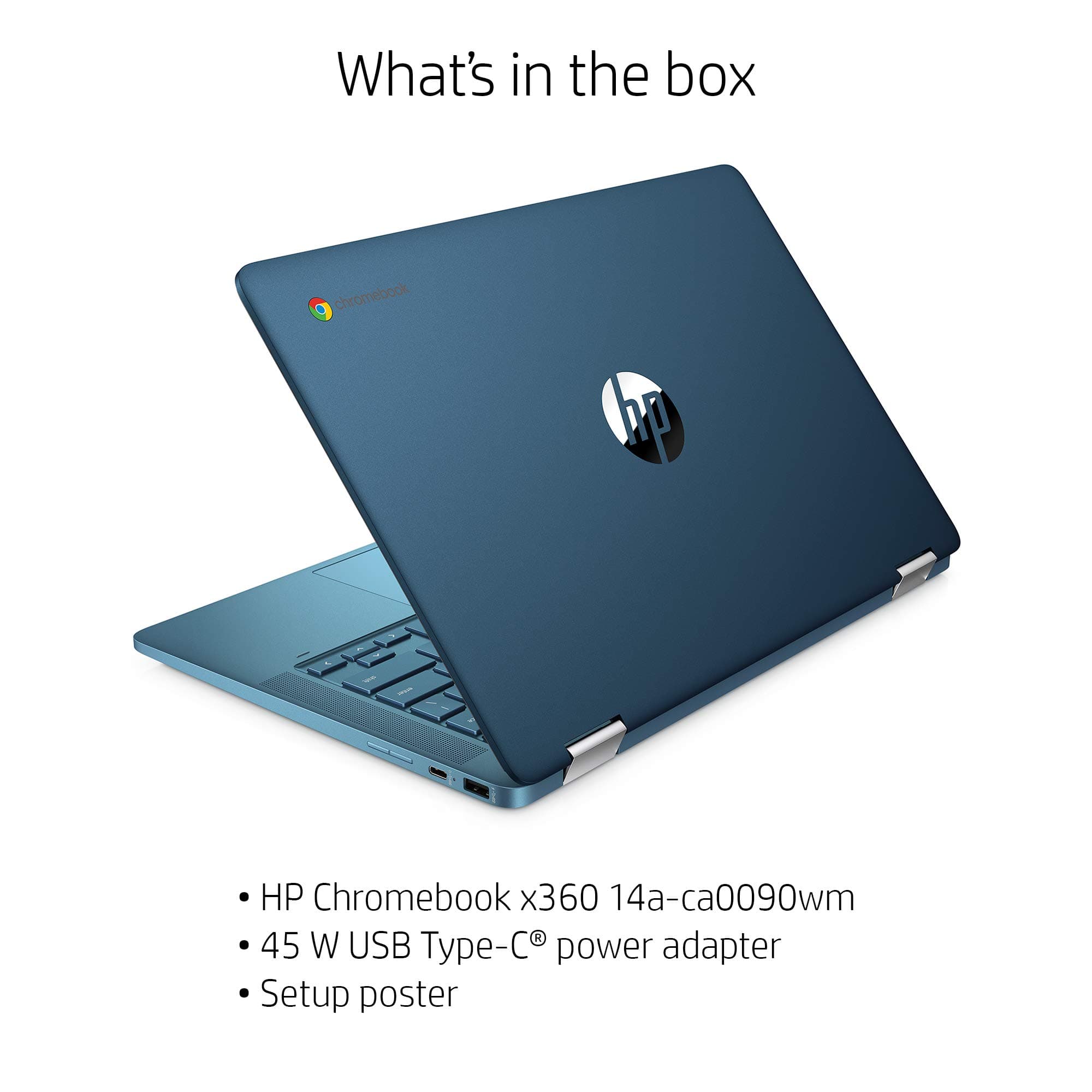 HP Laptop X360 14a Chromebook 14" HD Touchscreen, Entertaining from Any Angle Intel Celeron, 4GB DDR4 64GB eMMC WiFi Webcam Stereo Speakers Bluetooth 4.2 Chrome Blue Metallic Color, view 7