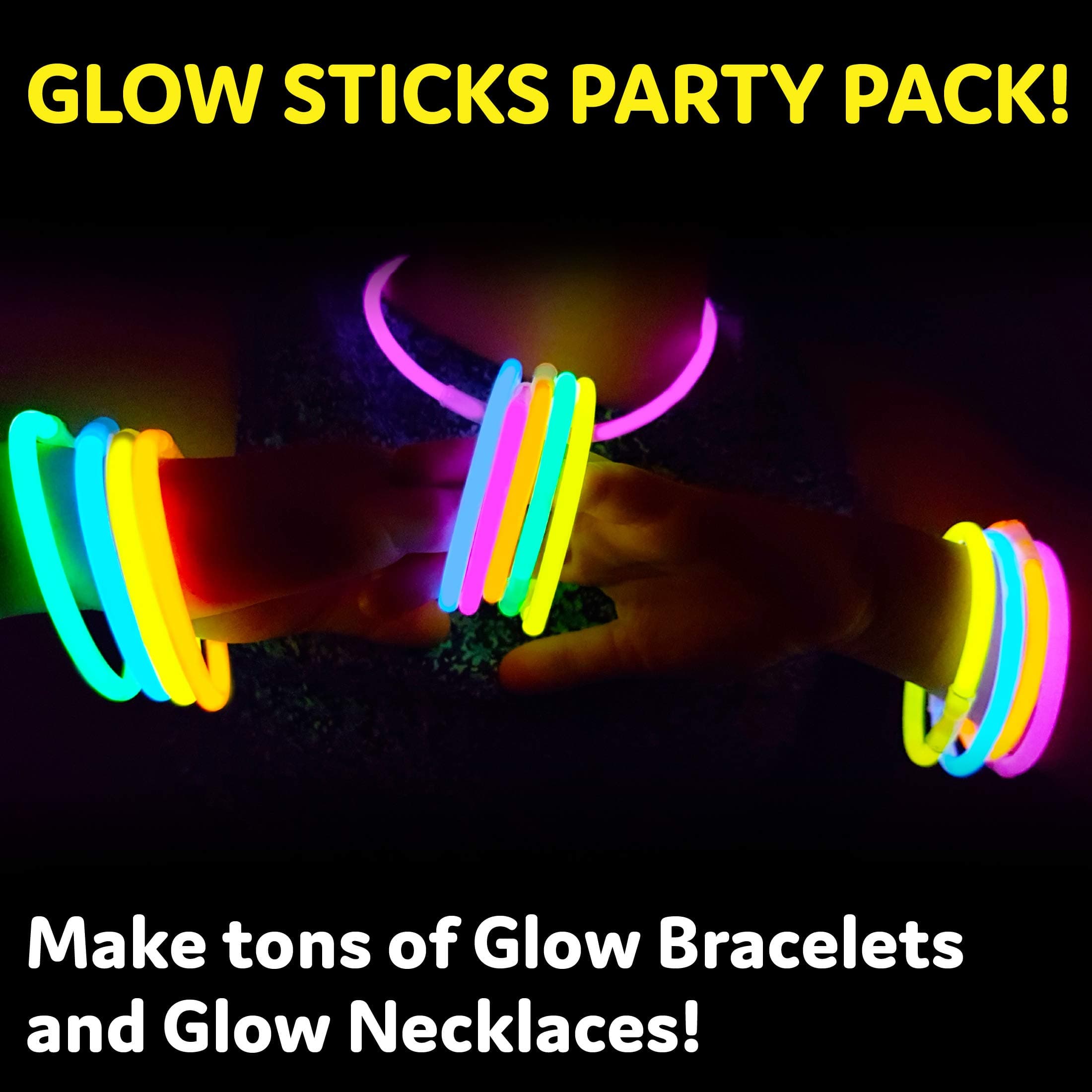 PartySticks Glow Sticks Party Supplies 100pk - 8 Inch Glow in the Dark Light Up Sticks Party Favors, Glow Party Decorations, Neon Party Glow Necklaces and Glow Bracelets with Connectors, view 2