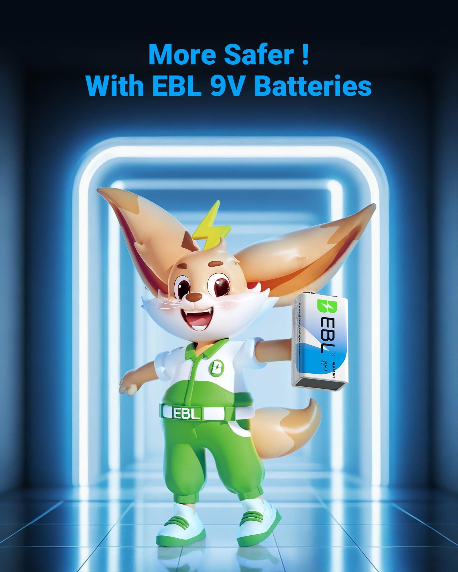 EBL 9V Batteries 8 Pack, Alkaline Power 9 Volt Battery,7-Year Shelf Life, view 2