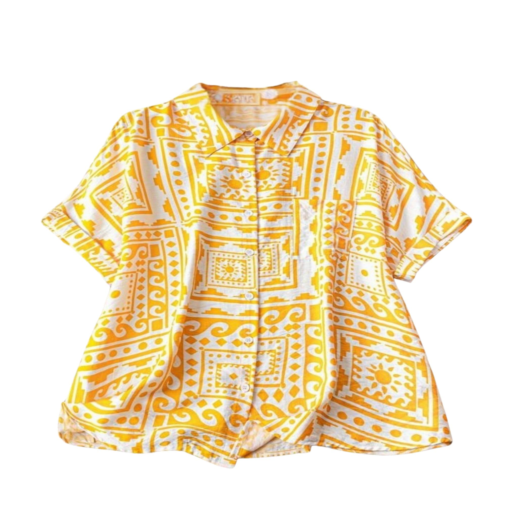 Gufrina Camisa de mujer de poliéster con bolsillo, media manga raglán, cuello ancho, estampado geométrico, corte holgado y longitud estándar, azul, XL, TickClip Skip verdict