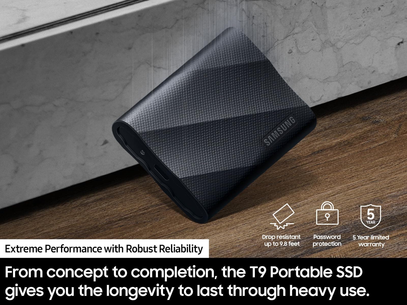 Samsung T9 Portable SSD 1TB, USB 3.2 Gen 2x2 External SSD, Up to 2,000 MB/s, view 6