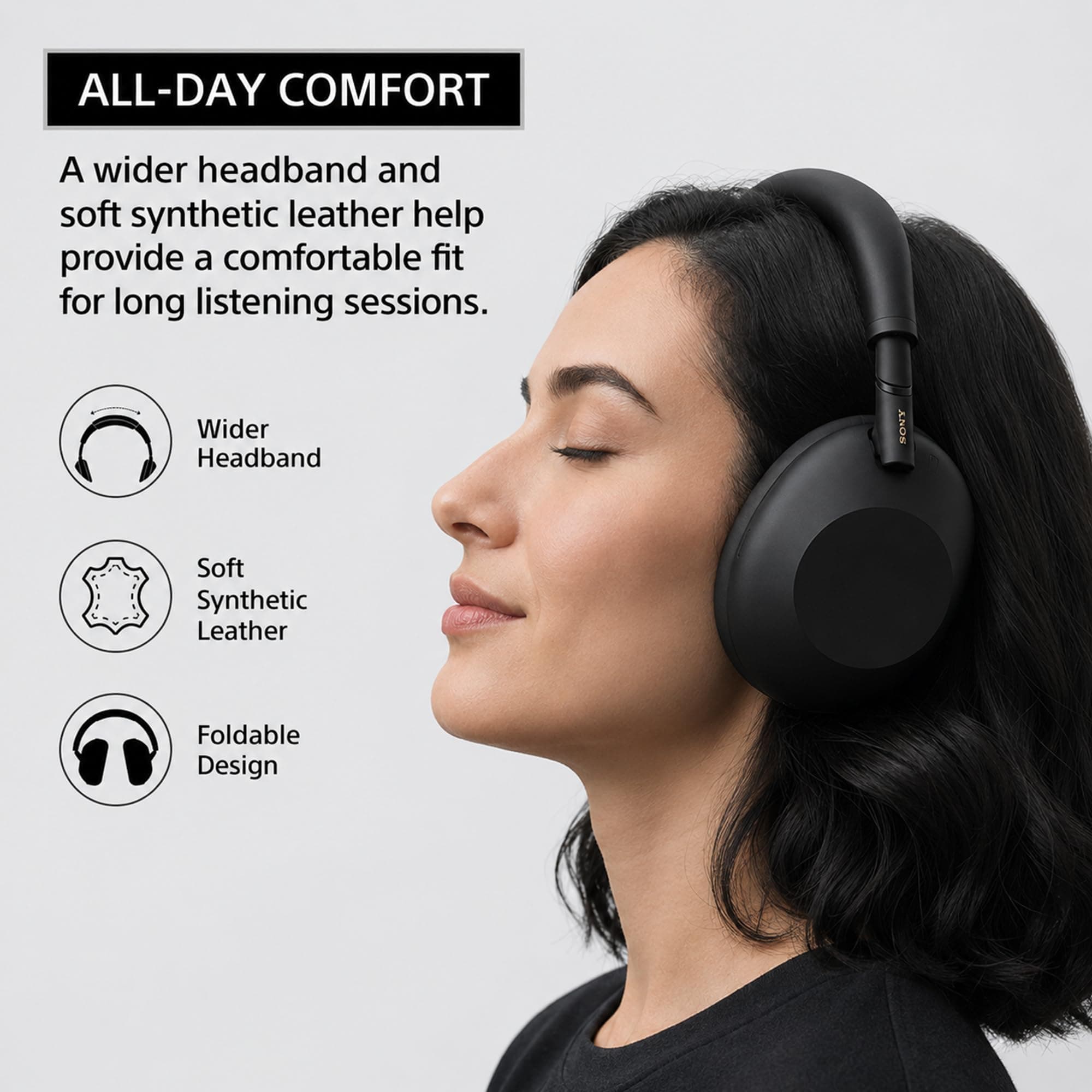 Sony WH-1000XM6 The Best Noise Canceling Wireless Headphones, HD NC Processor QN3, 12 Microphones, Adaptive NC Optimizer, Mastered by Engineers, Studio-Quality, 30-Hour Battery with Deco Guide Bundle, view 7