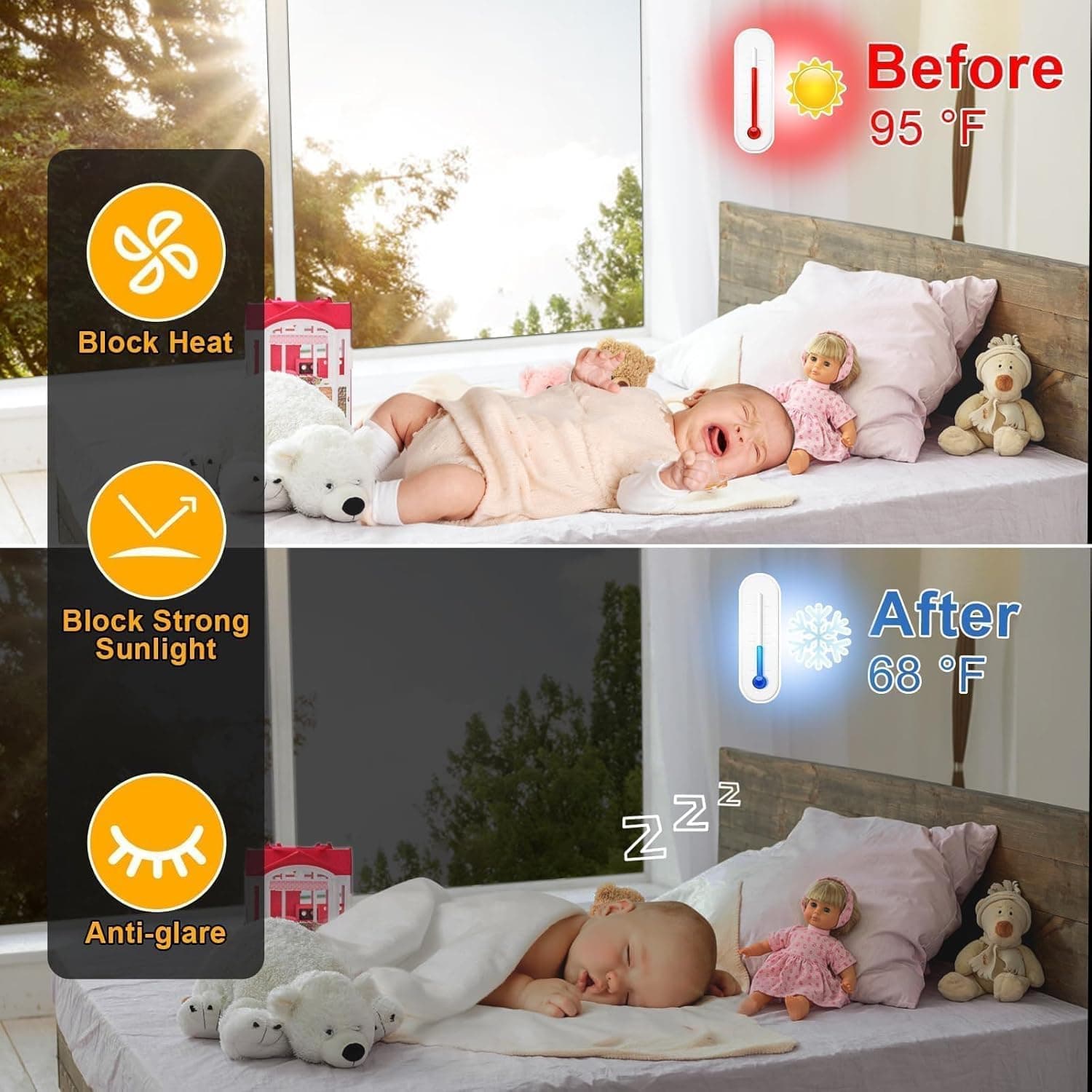 Upgraded One Way Window Privacy Film Sun Heat Blocking, 17.5" x 78.7", view 3