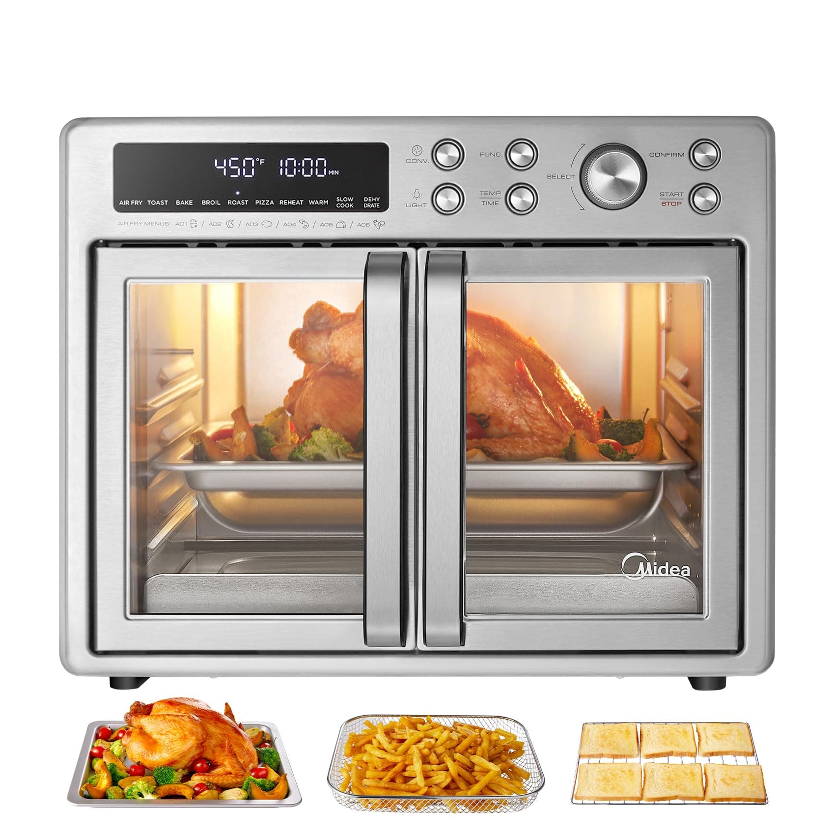 Midea Flexify Classic French Door Toaster Oven Air Fryer Combo, 26.4 QT, view 11