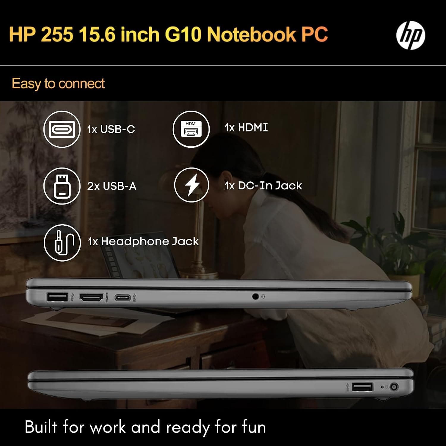 HP 255 G10 Laptop, 16GB RAM, 256GB SSD, Ryzen 3 7330U, Without Mouse, view 5