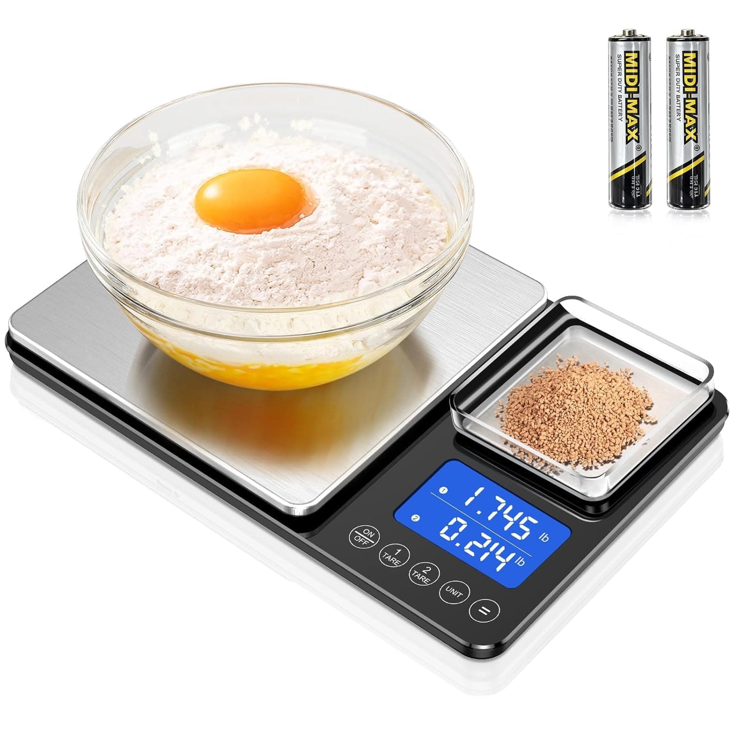 KUAIVO 0.001oz/33lbs Dual Platform Food Kitchen Scales Digital Weight Grams and Ounces, Two Precisions Kitchen Scale for Sourdough Bread, Baking and Cooking with 7 Units Tare, Accumulation Functions, TickClip Clip verdict