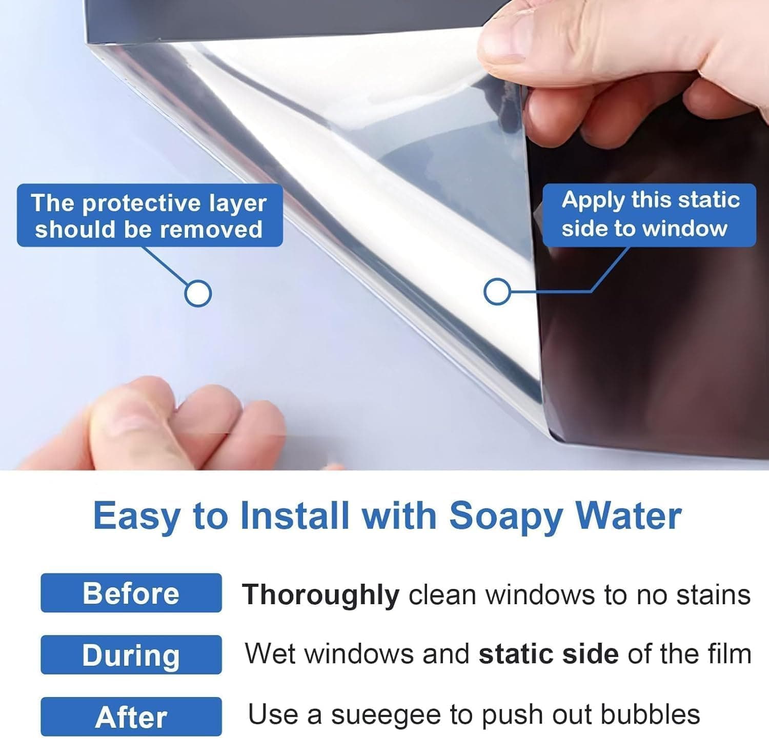 Upgraded One Way Window Privacy Film Sun Heat Blocking, 17.5" x 78.7", view 6