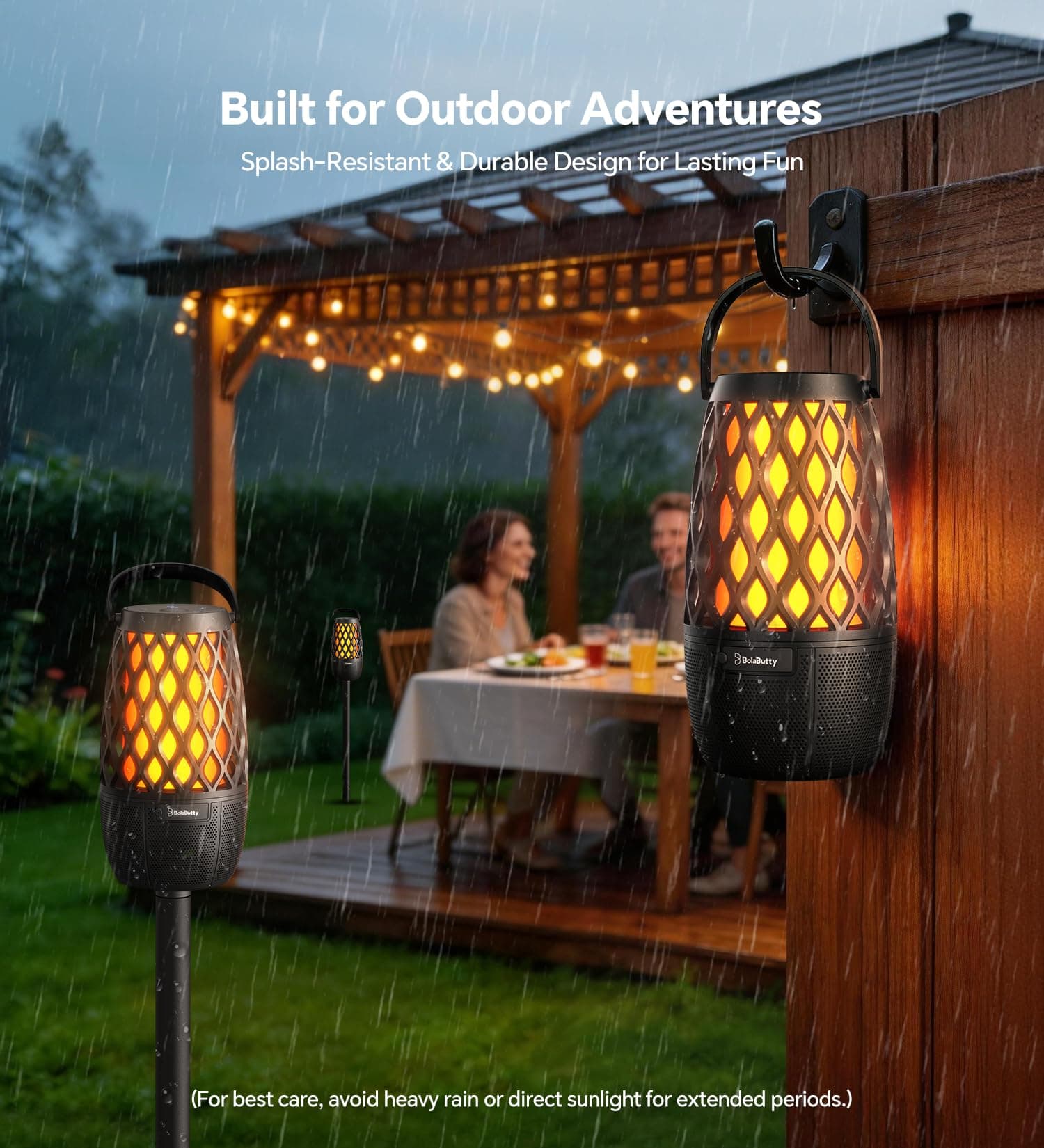 Outdoor Speakers with Lights, Gifts for Men Women, IPX5 Waterproof, 2 Pack, view 7