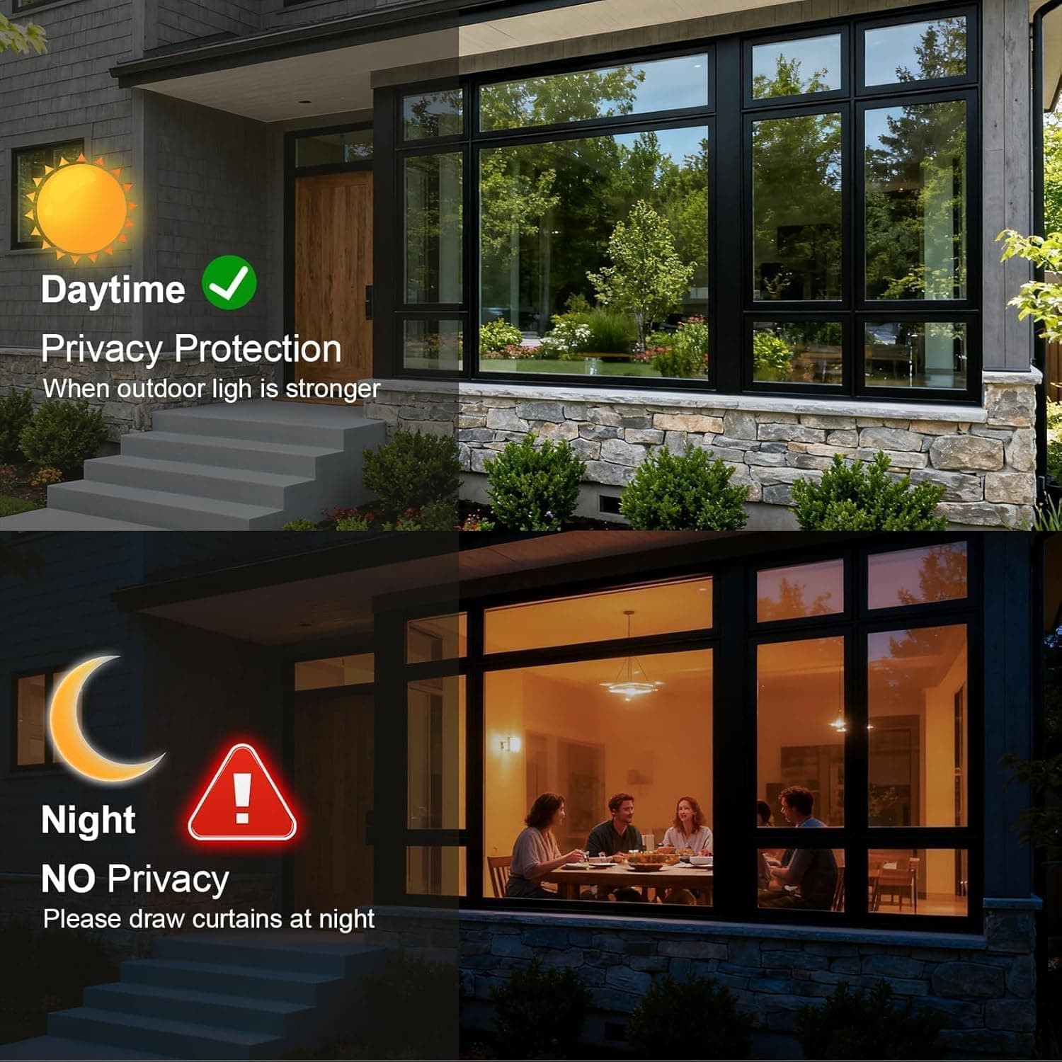 Upgraded One Way Window Privacy Film Sun Heat Blocking, 17.5" x 78.7", view 5