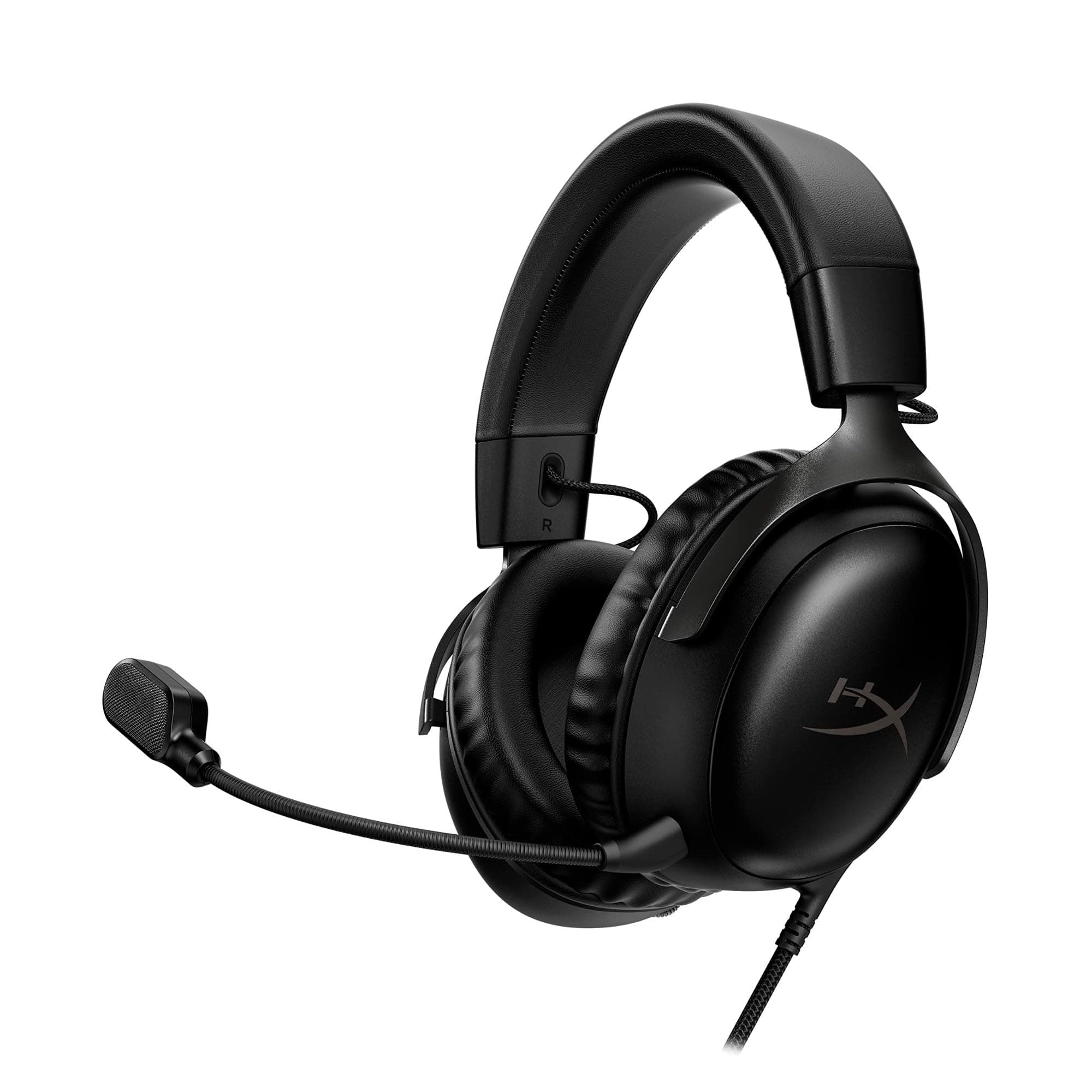 HyperX Cloud III – Wired Gaming Headset, PC, PS5, Xbox Series X|S, Angled 53mm Drivers, Spatial Audio, Memory Foam, Durable Frame, Ultra-Clear 10mm Mic, USB-C, USB-A, 3.5mm – Black