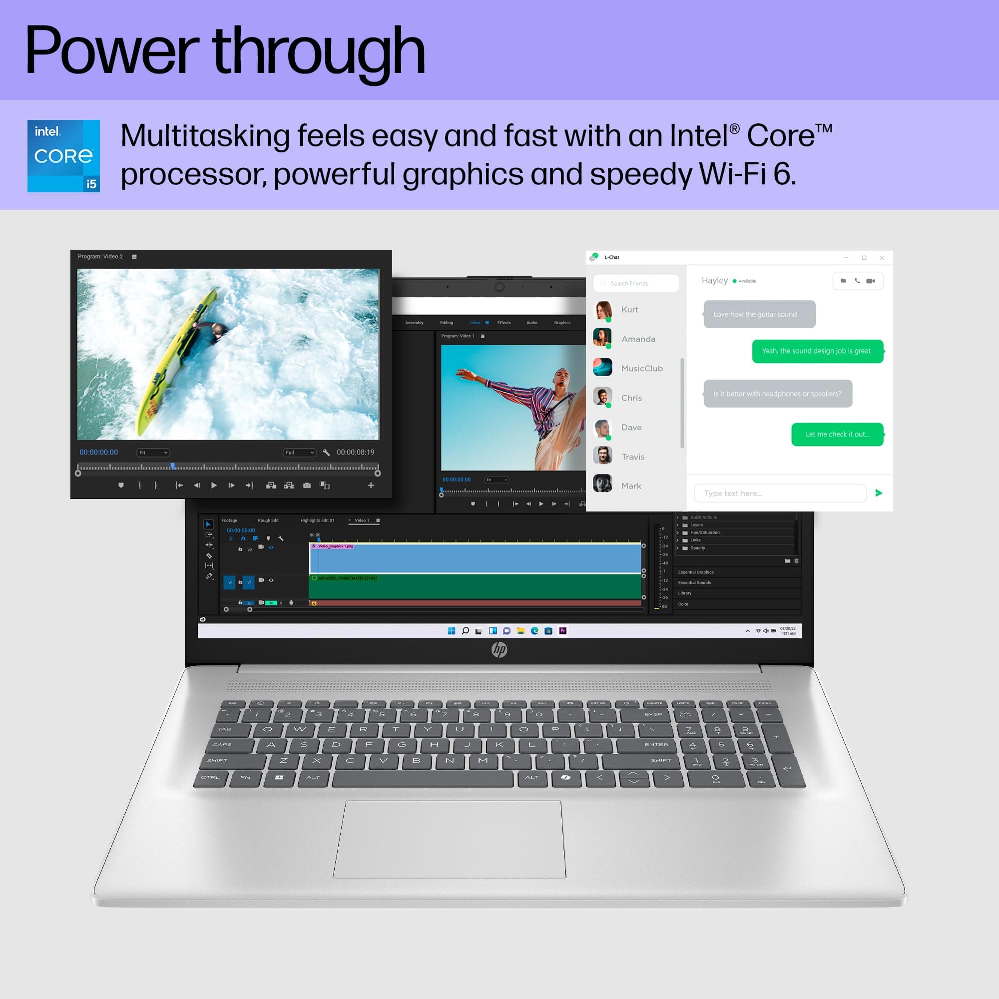 HP 17.3 inch Laptop, FHD Display, Intel Core i5-1334U, 16 GB RAM, 512 GB SSD, Intel Iris Xe Graphics, Windows 11 Home, Natural Silver, 17-cn3399nr, view 4