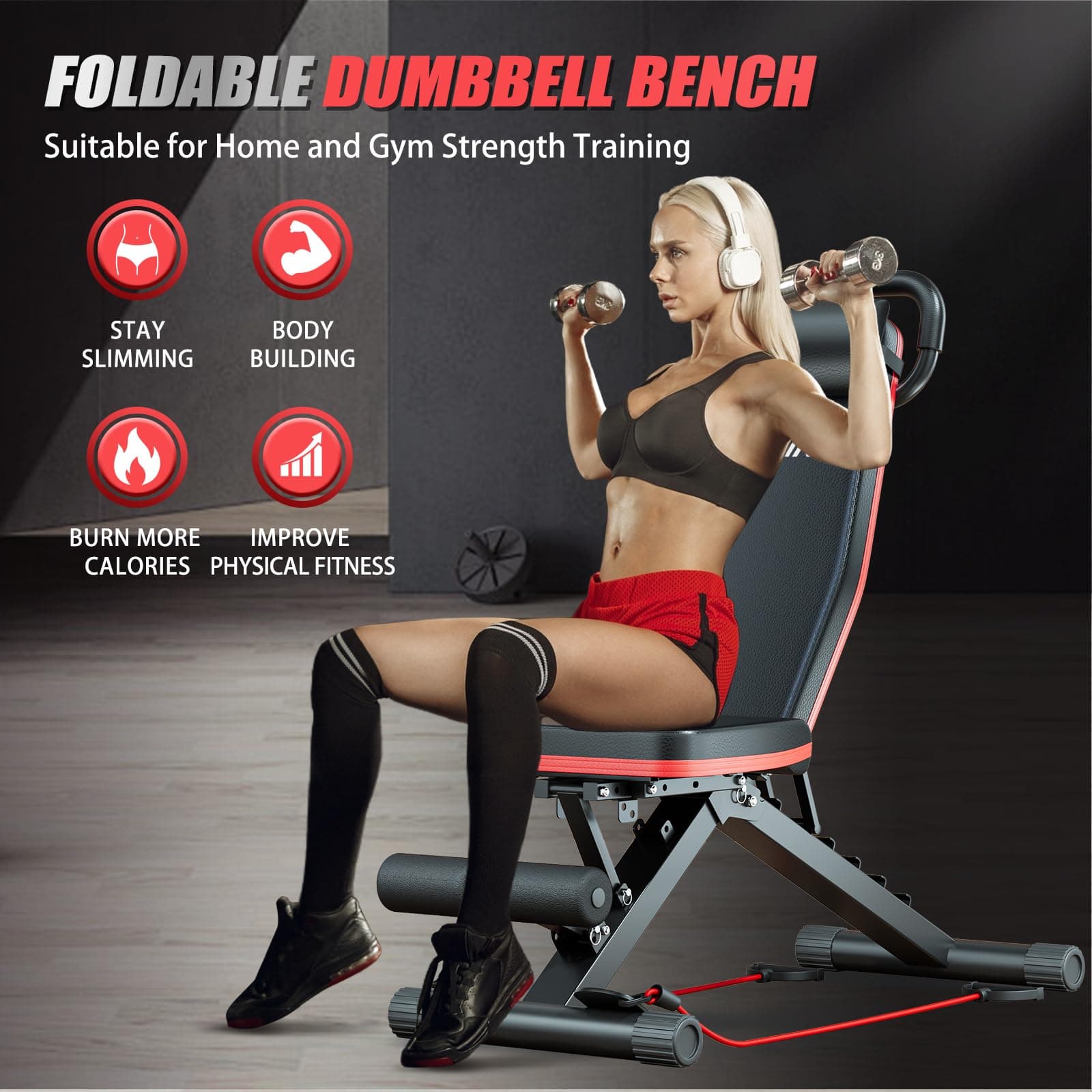 2026 Adjustable Weight Bench - 1000LBS Foldable Bench Press Workout Bench for Home Gym, Roman Chair & Incline Decline Flat Sit Up, Heavy Duty Full Body Dumbbell Fitness Bench, view 3