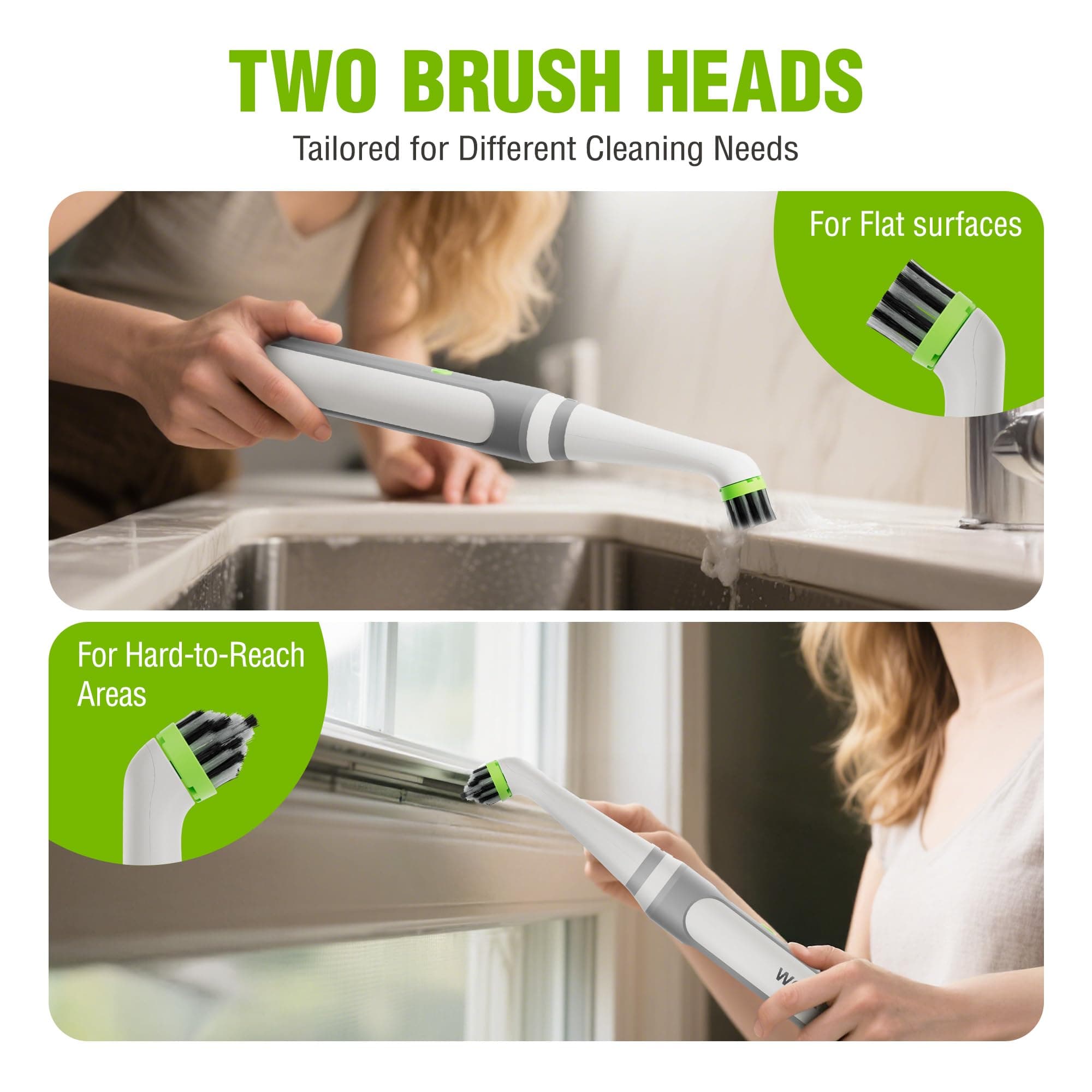 WORKPRO Cordless Grout Brush Set, 5500RPM Power Scrubber, IPX6 Waterproof Electric Scrubber with Type-C Charging Cable and Replaceable Brush Heads for Cleaning Grout, Tiles, Grime, and Crevices, view 3