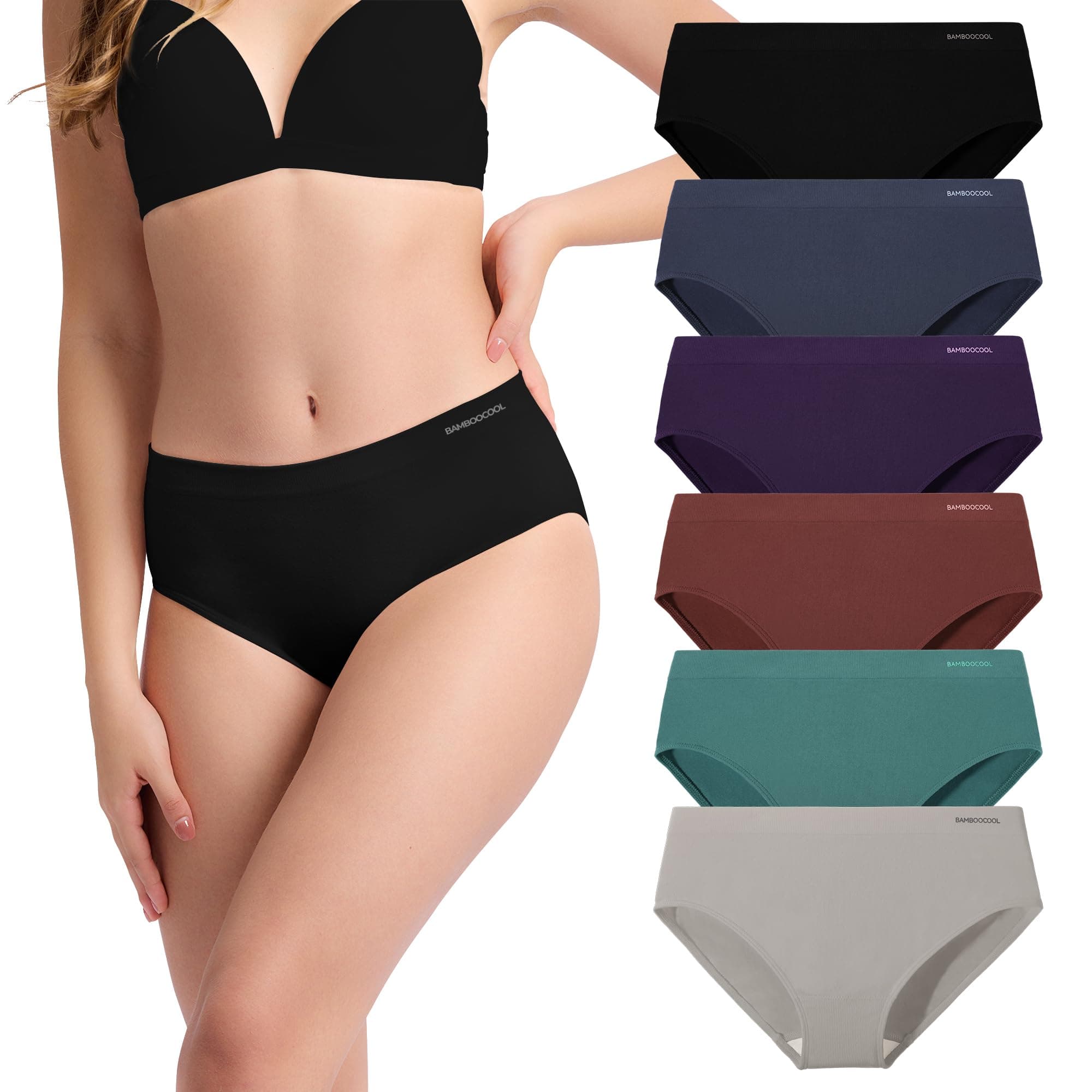 Women's Bamboo Seamless Bikini Panties Breathable Hipster Ladies Underwear
