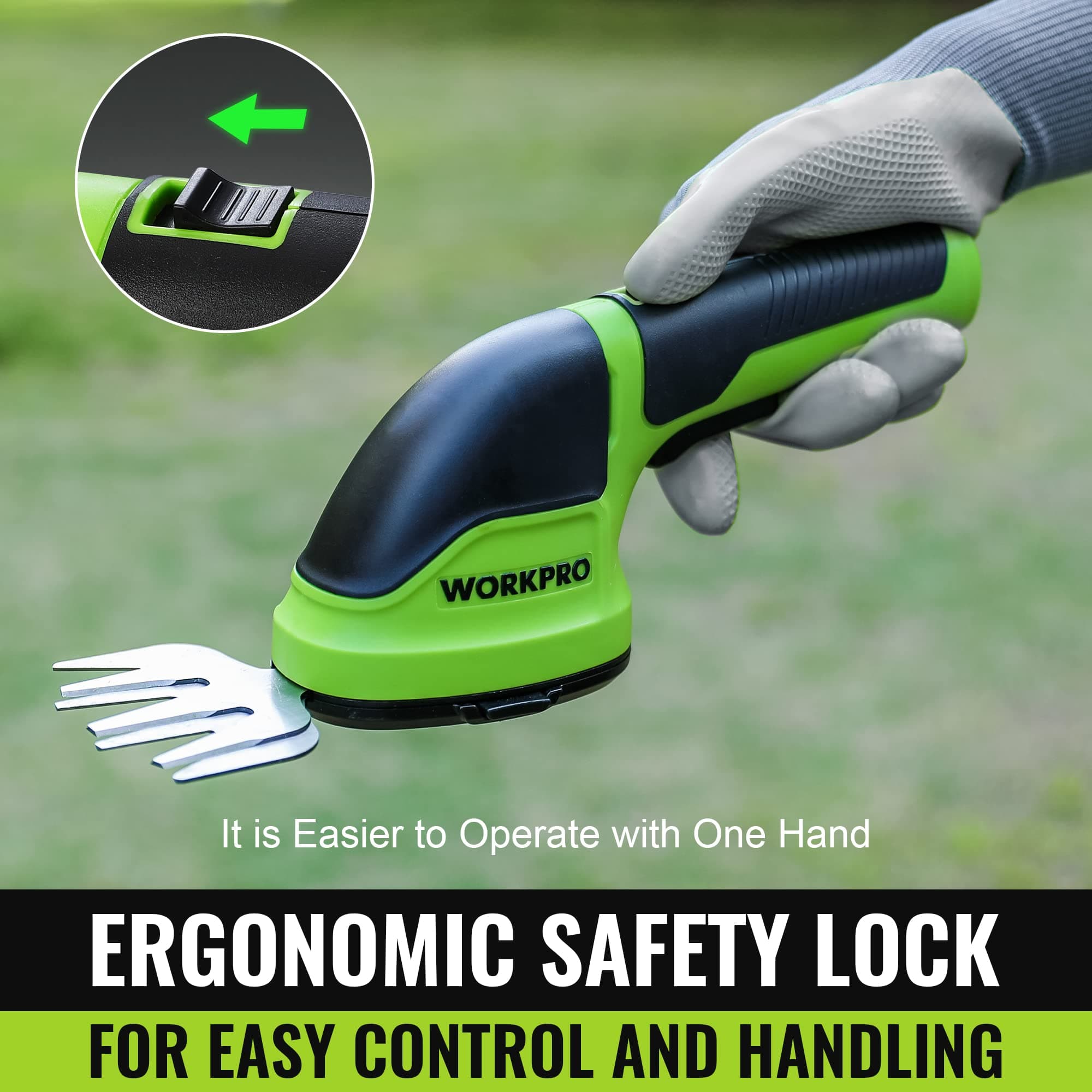 WORKPRO 3.6V Cordless Grass Shear & Shrubbery Trimmer, Green, view 4