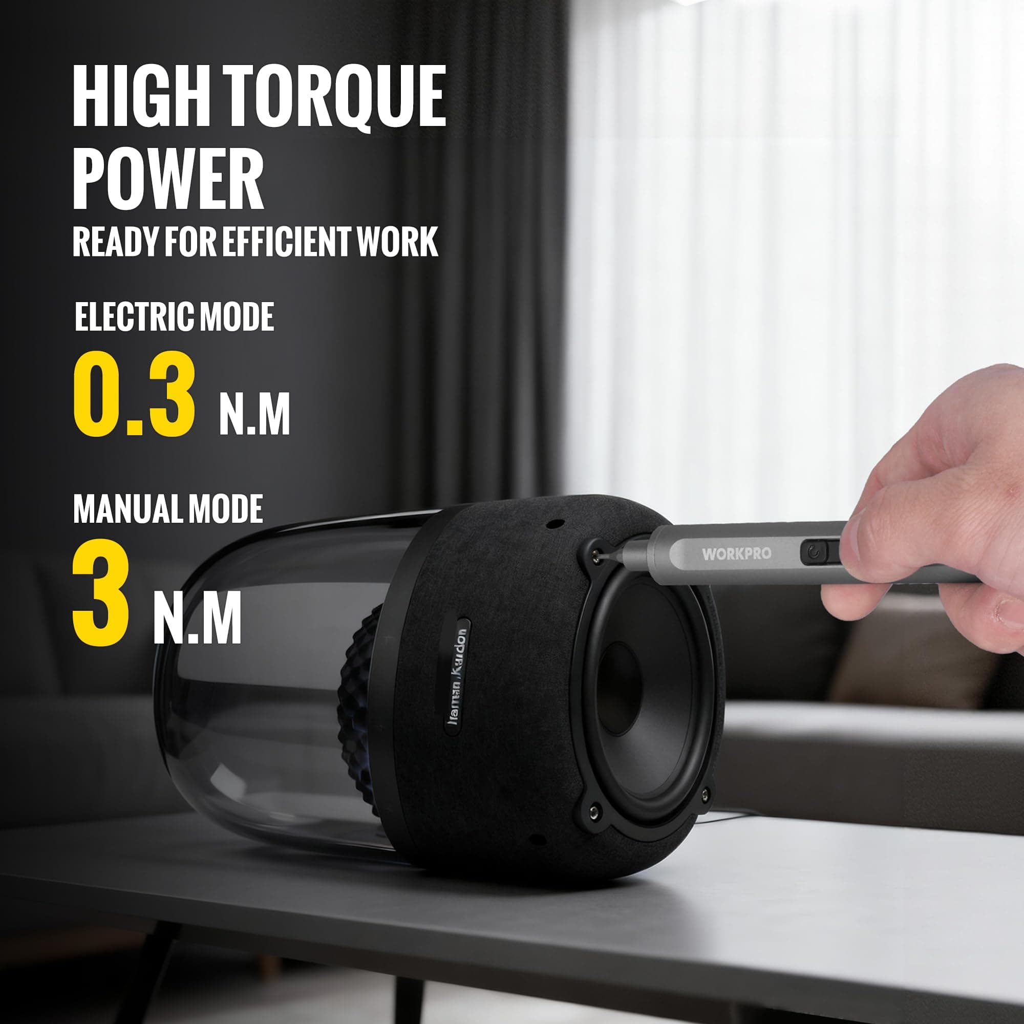 WORKPRO Mini Electric Screwdriver with Magnetizer, 36 S2 Steel Bits & 2 Pry Bars, 3.7V Rechargeable Precision Screwdriver Set for Phone Camera Laptop, view 3
