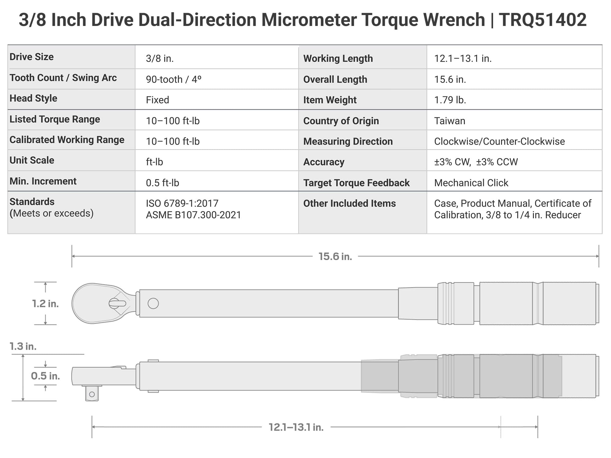 TEKTON 3/8 Inch Drive Micrometer Torque Wrench | TRQ51402, view 7