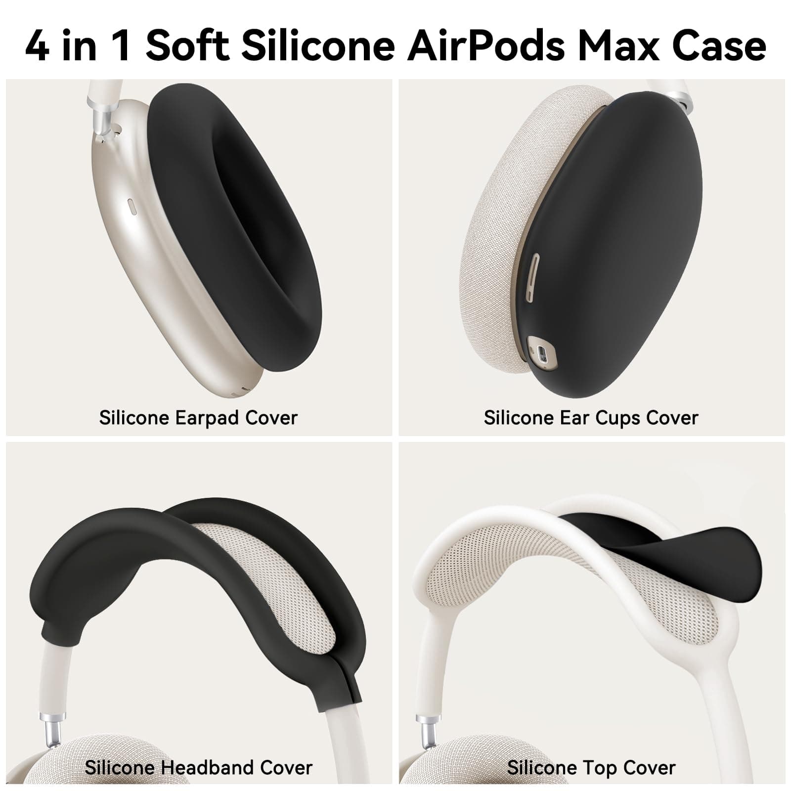 Silicone Case Cover for AirPods Max 2 / AirPods Max Headphones (Black), view 3