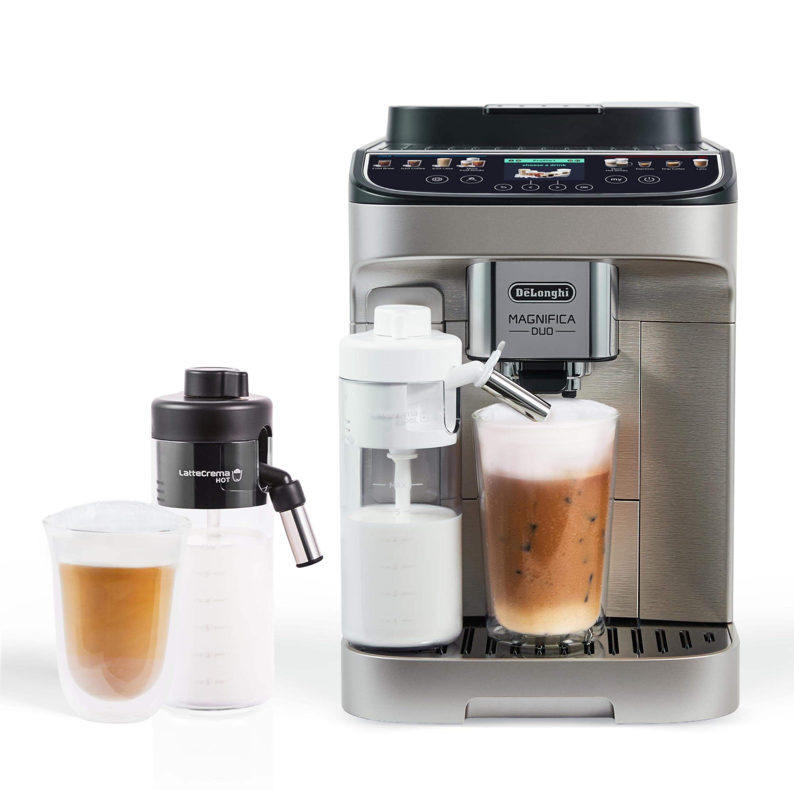 De'Longhi Magnifica Duo Automatic Espresso Machine, Milk Frother, Silver