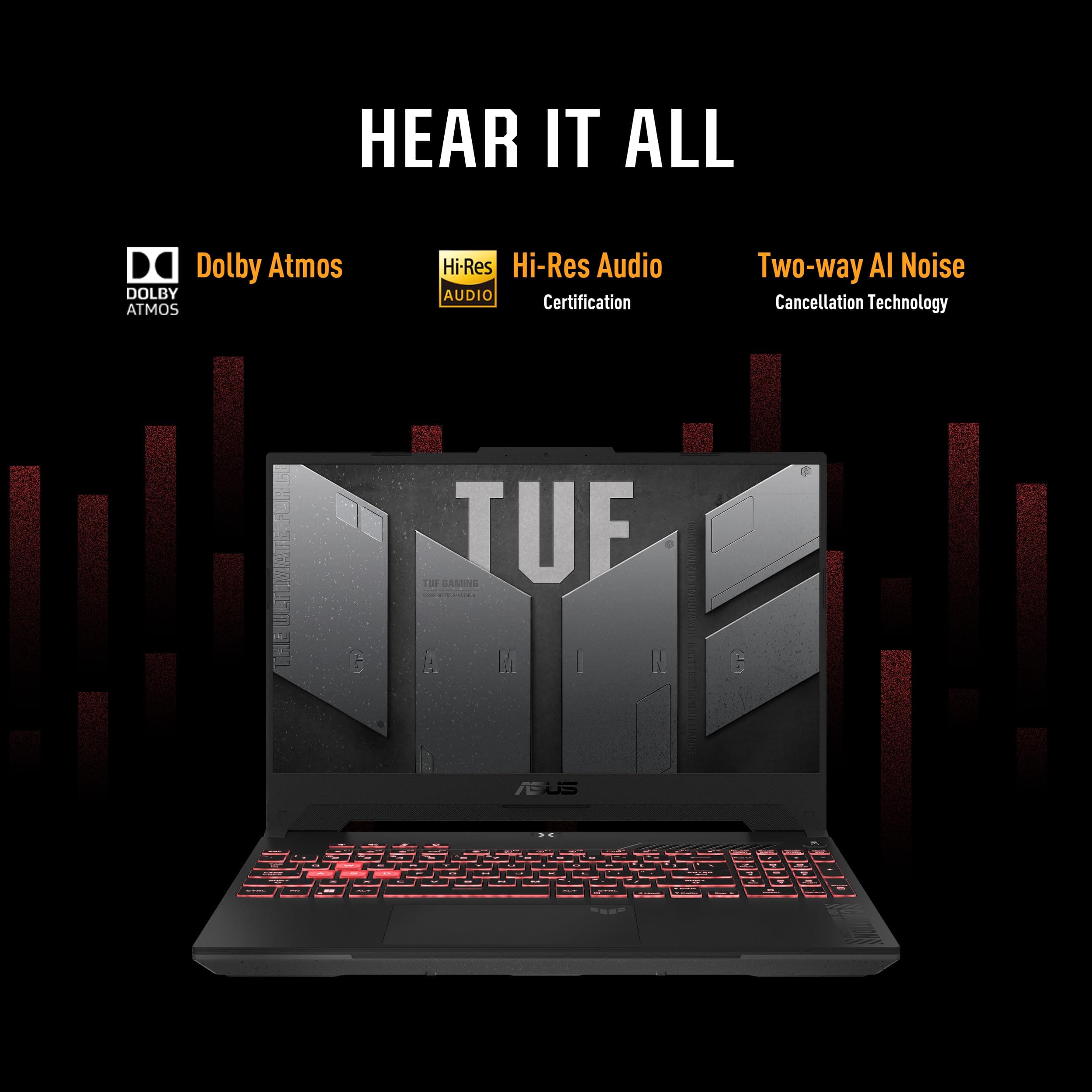 ASUS TUF Gaming A15 Gaming Laptop, 15.6” FHD 144Hz, 100% sRGB Display, GeForce RTX 4050, AMD Ryzen 7 7435HS, 16GB DDR5, 512GB PCIe SSD, Wi-Fi 6, Windows 11, FA507NUR-AS73, view 9