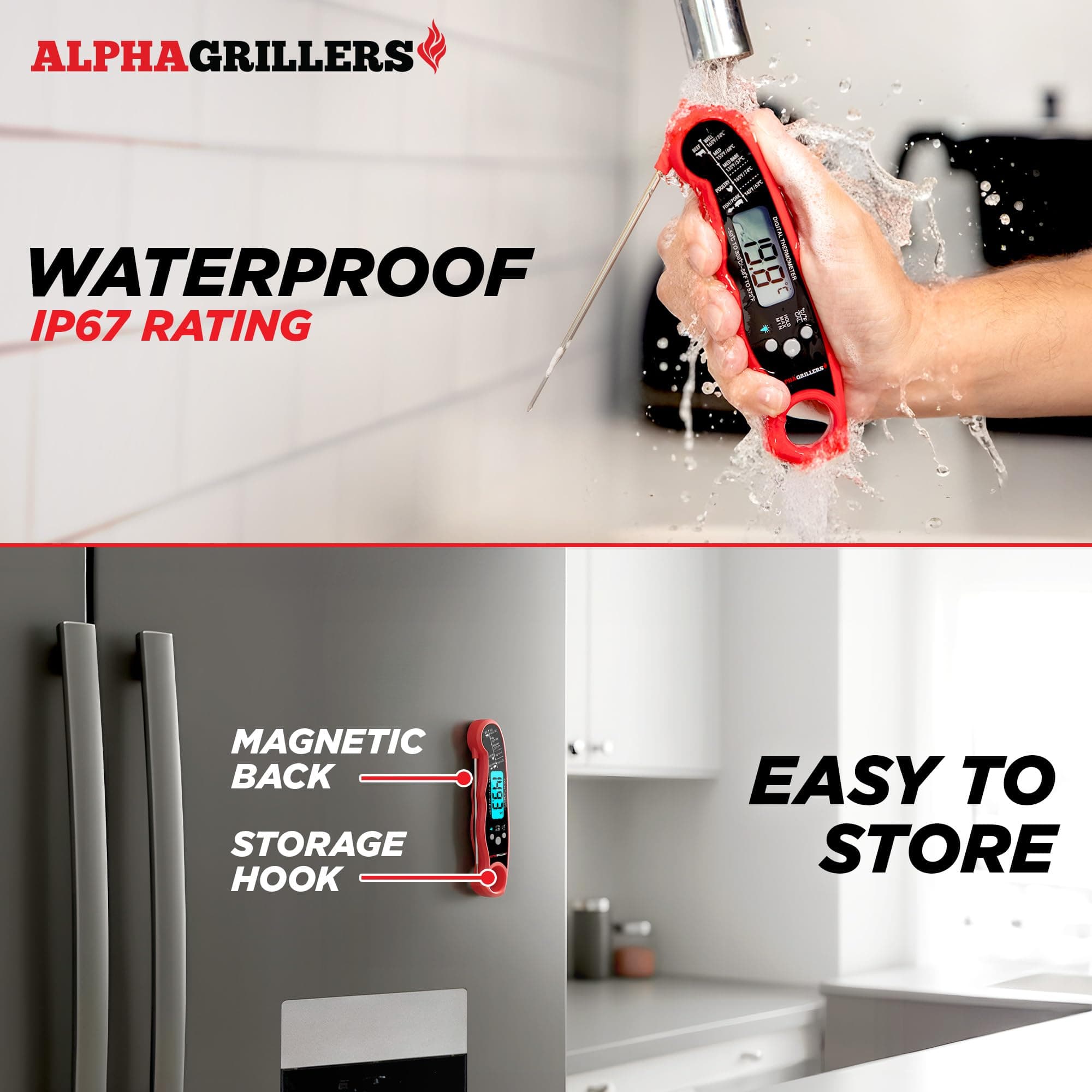 Alpha Grillers Instant Read Meat Thermometer Digital, Cooking, Food, Grill, view 5