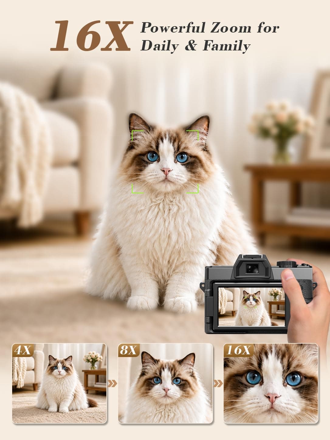 True 5K 64MP Digital Camera for Photography(Black), view 4