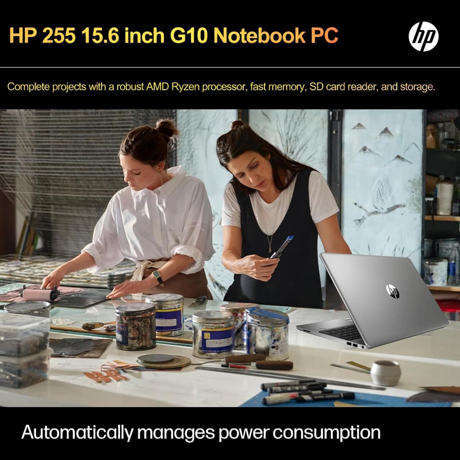 HP 255 G10 Laptop, 16GB RAM, 256GB SSD, Ryzen 3 7330U, Without Mouse, view 4