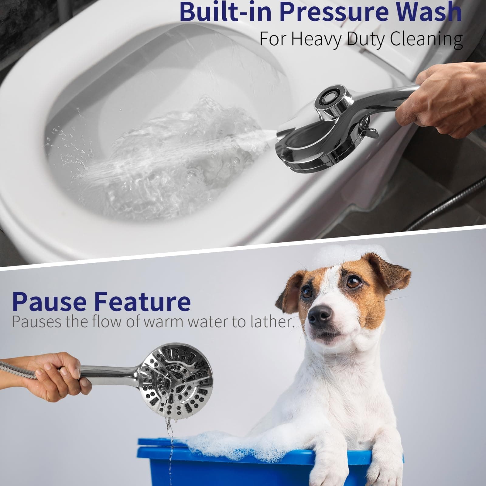 Magnetic Handheld Shower Head with Filter, High Pressure 10-Spray-Mode Detachable Shower Head with 60-Inch Hose, Powerful Hand Held Shower Head for Low Water Pressure(head,silver), view 6