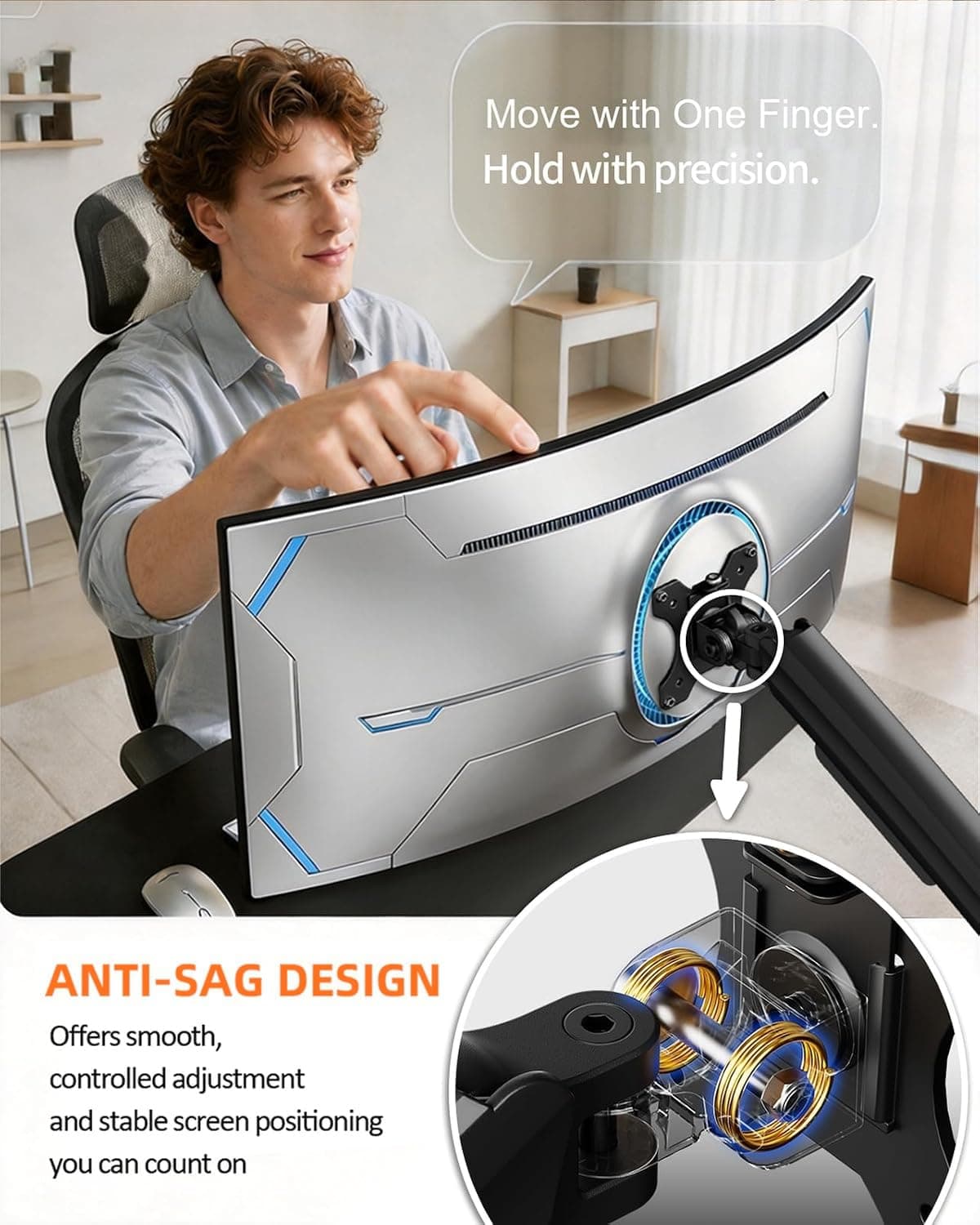 ErGear Heavy Duty Monitor Arm for 13-49″ Ultrawide Screens, 37.4 lbs Capacity, Full Motion Monitor Desk Mount, Rock-Solid Support, Dual C-Clamp & Grommet Mount, VESA 75x75/100x100mm, view 4