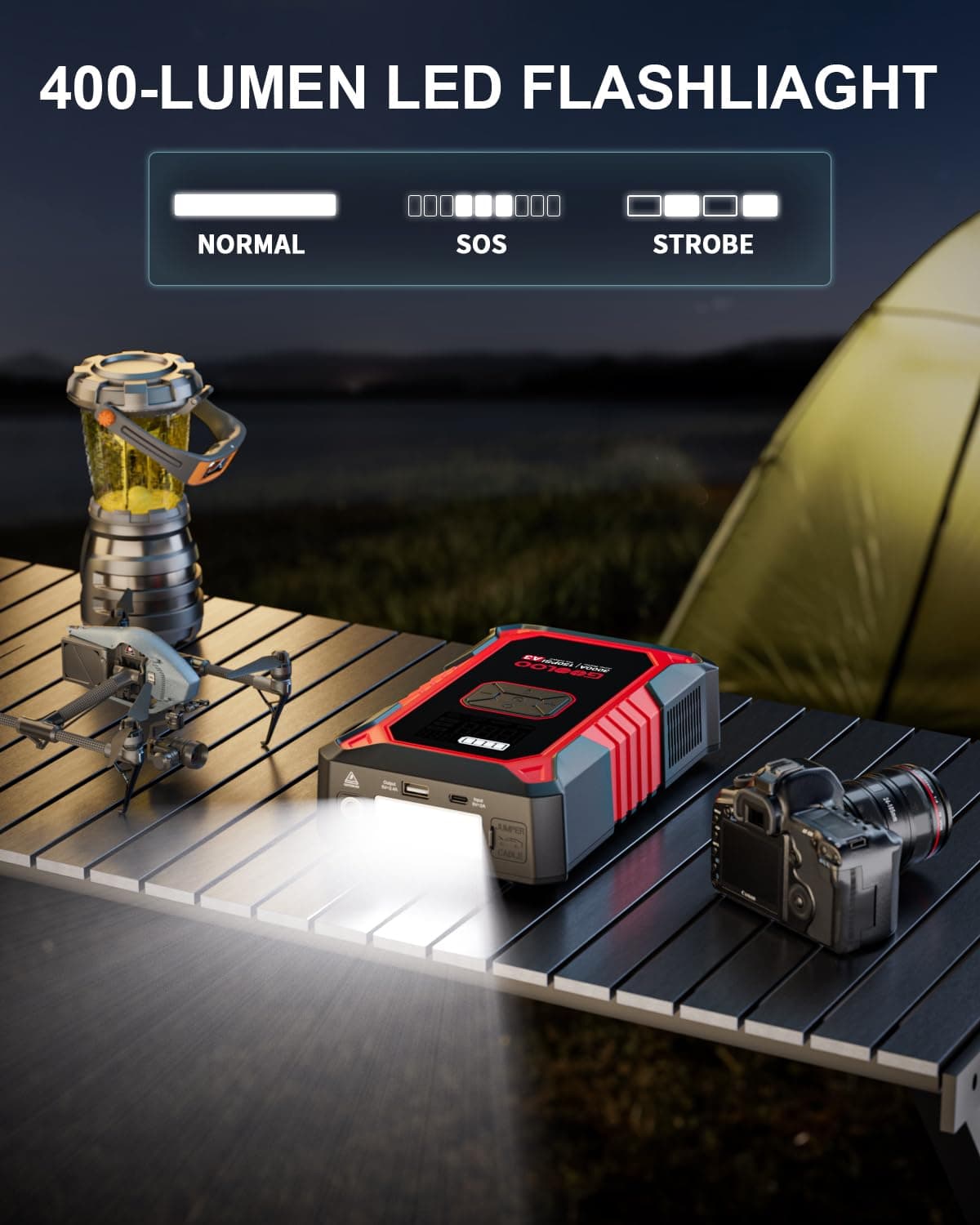GOOLOO A3 12V 3000A Portable Jump Starter with Air Compressor, view 7