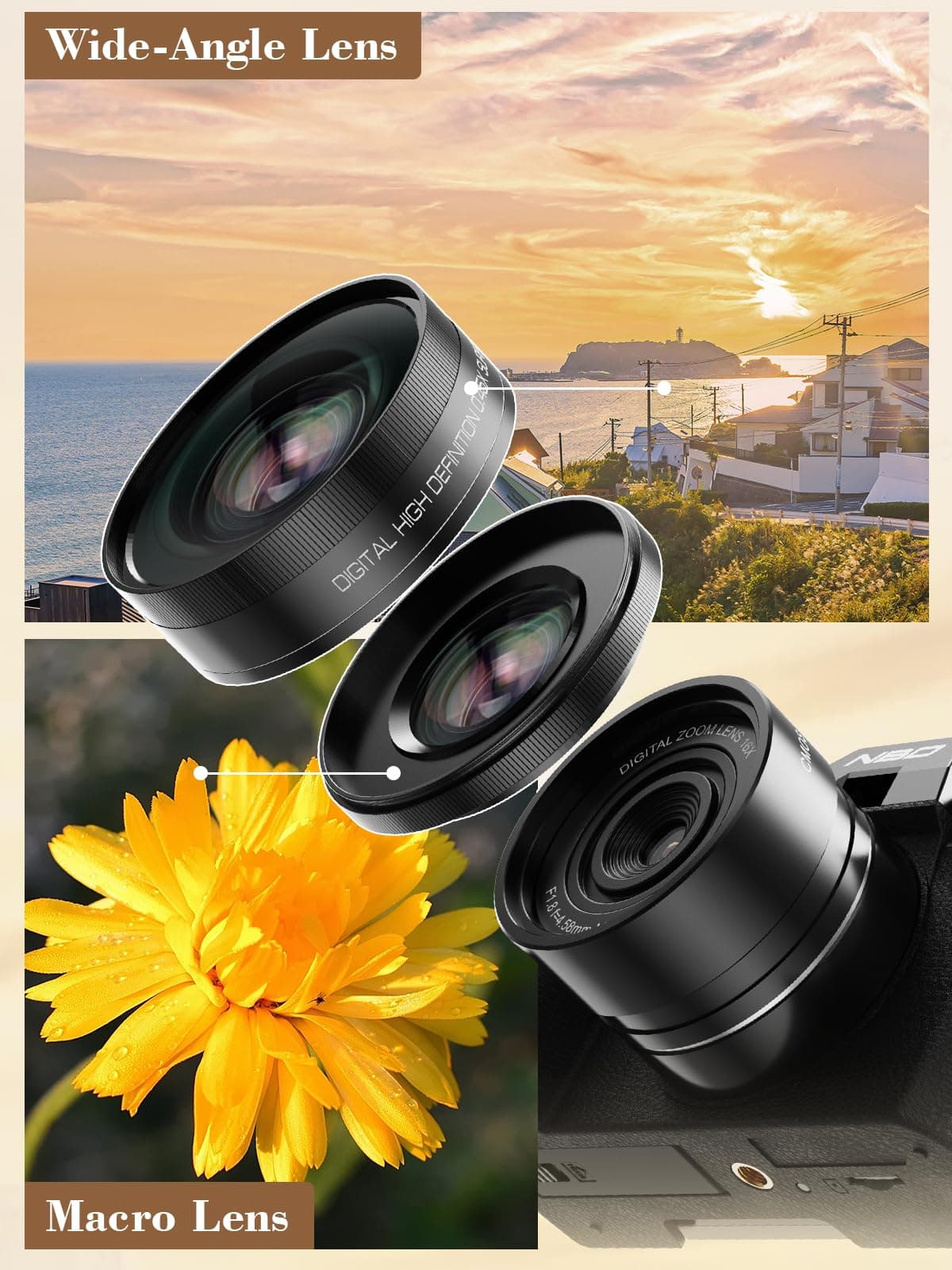 True 5K 64MP Digital Camera for Photography(Black), view 6