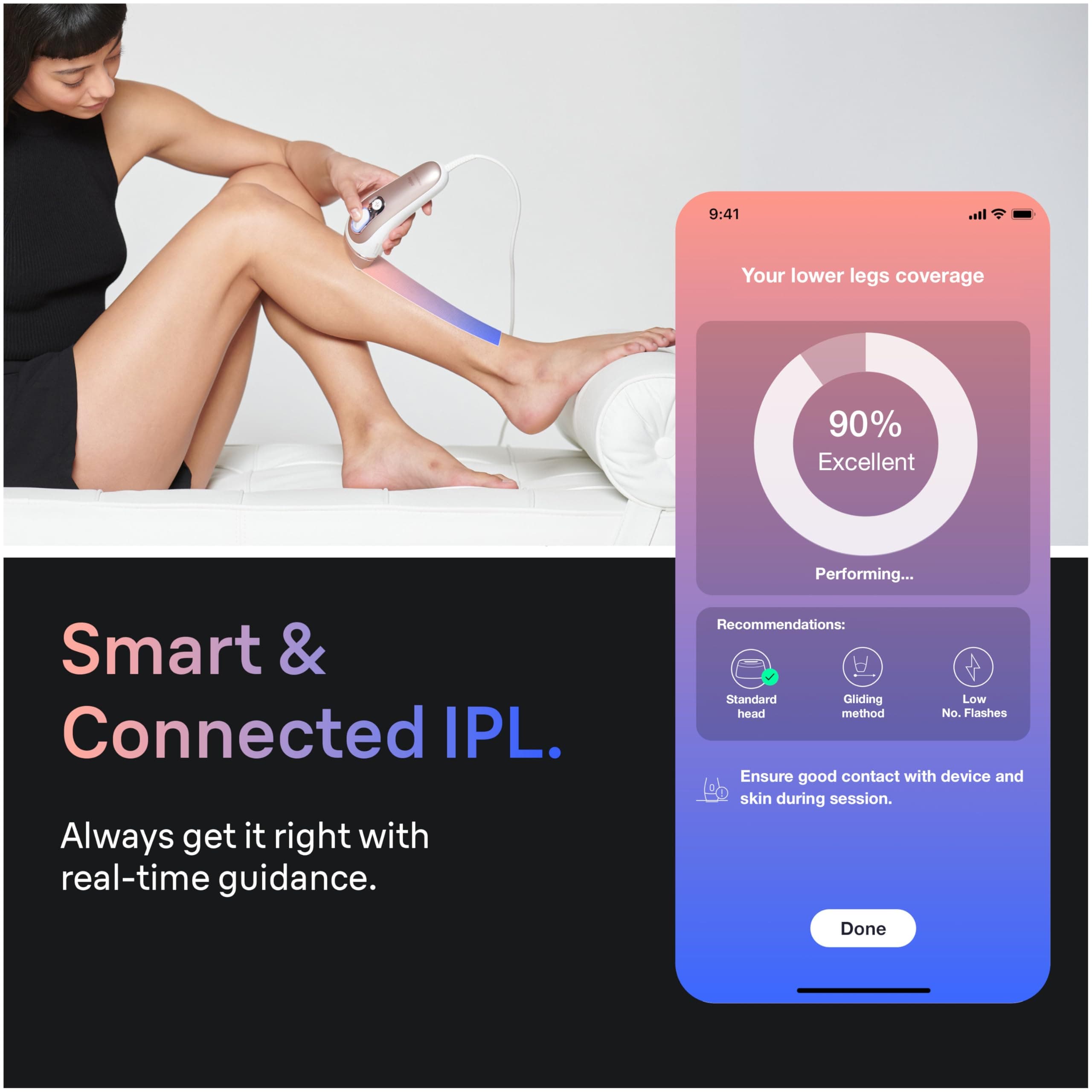 Braun Skin i-Expert Smart IPL PL7219 at Home Laser Hair Removal for Women and Men with App, Premium Pouch, Venus Razor, 2 Smart Heads, Facial Trimmer, view 8