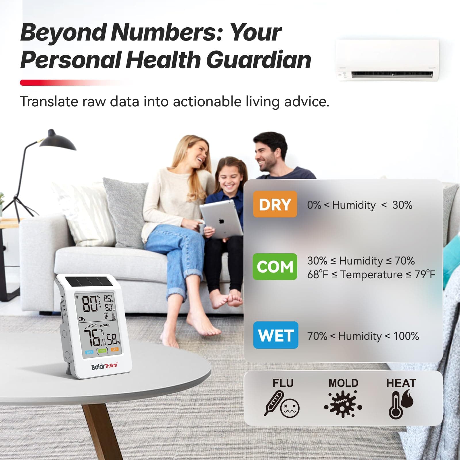 WiFi Thermometer Hygrometer, Wireless Indoor Outdoor Temperature Humidity Monitor, Solar Boost, 3.9" Large Screen, App Alerts for Home, Greenhouse, Pipe Protection, Cellar & Baby Room, view 6