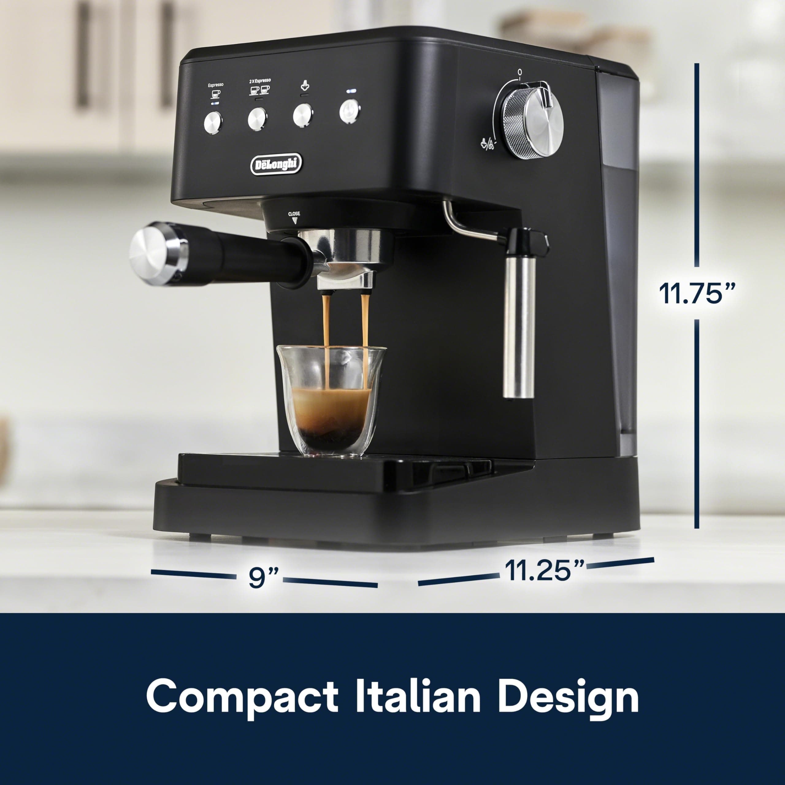 De’Longhi Classic Matte Black Espresso Machine, Easy-to-Use Milk Frother, view 7