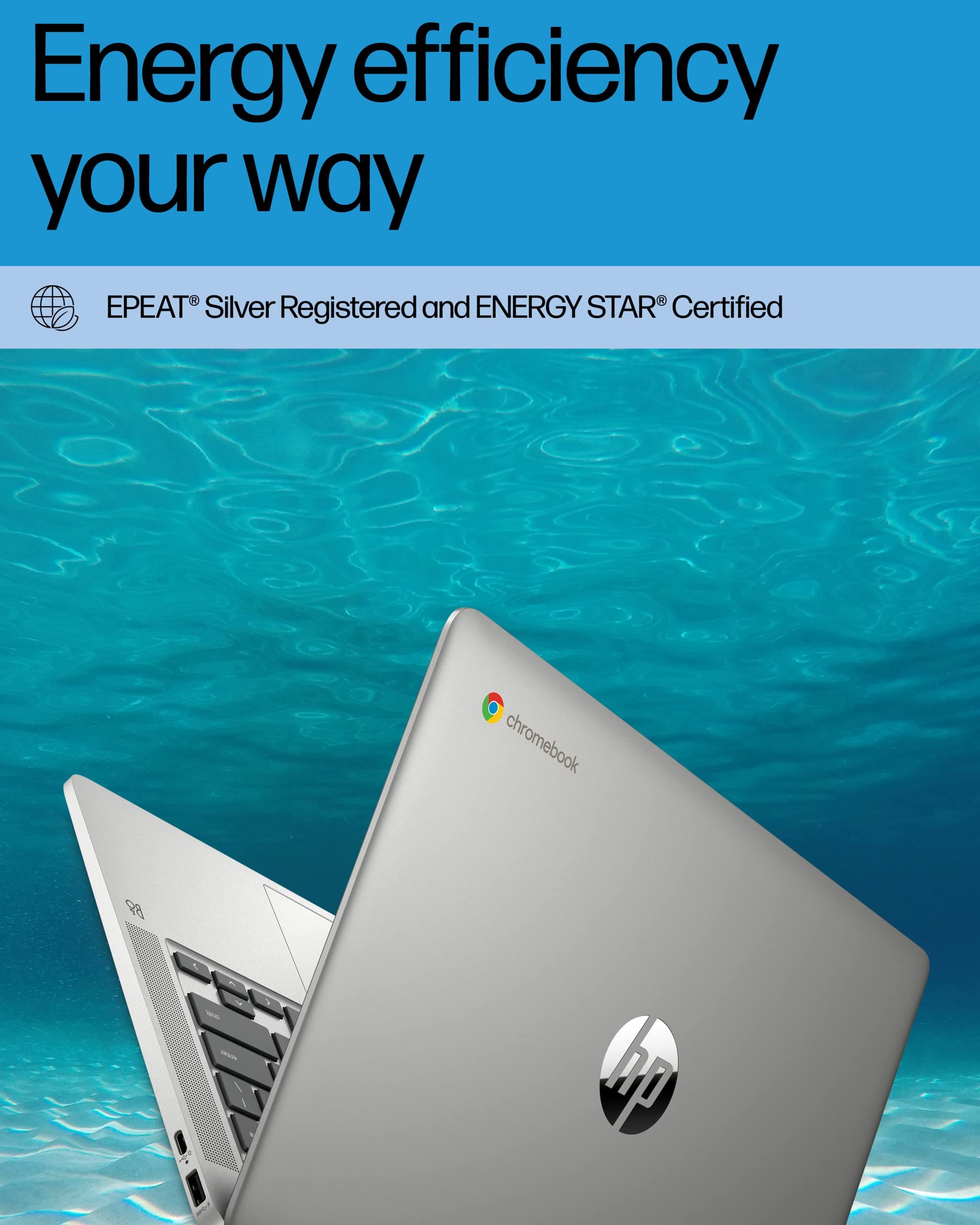 HP Chromebook 14 Laptop, Intel Celeron N4120, 4 GB RAM, 64 GB eMMC, 14" HD Display, Chrome OS, Thin Design, 4K Graphics, Long Battery Life, Ash Gray Keyboard (14a-na0226nr, 2022, Mineral Silver), view 6