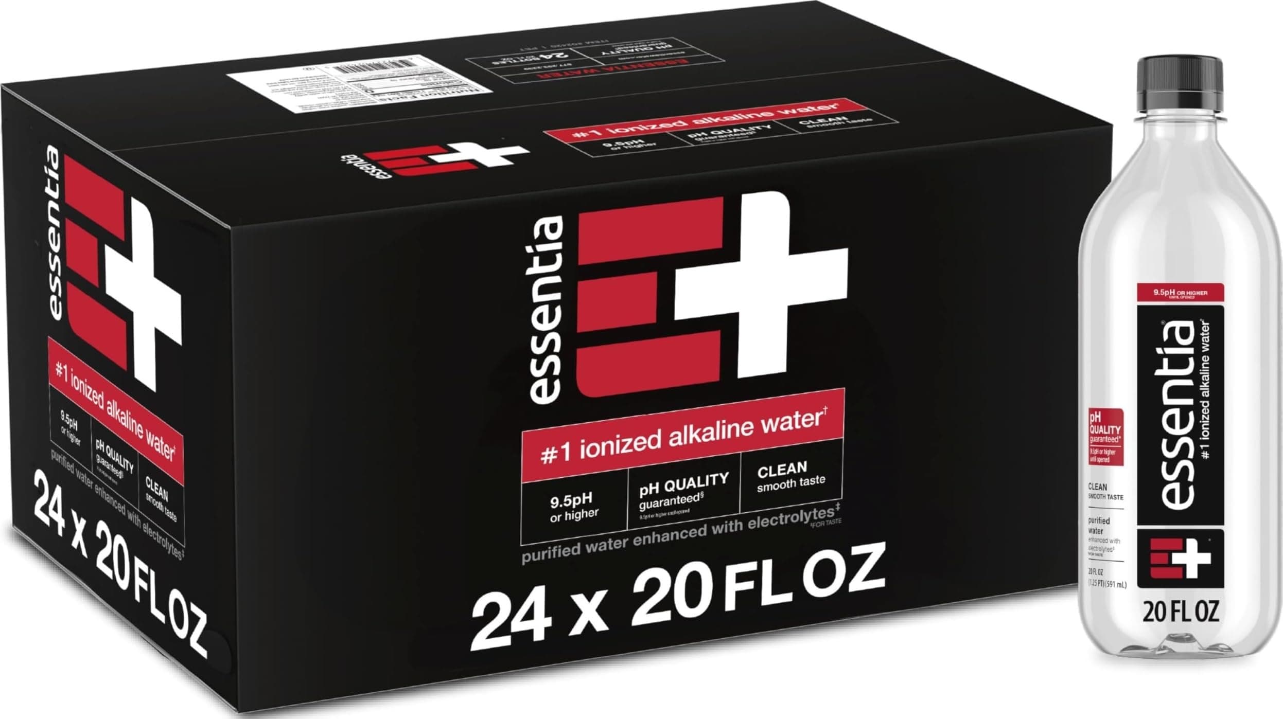 Essentia Water LLC, Ionized Alkaline Bottled Water; 99.9% Pure, Infused with Electrolytes, 9.5 pH or Higher a Clean, Smooth Taste, 20 Fl Oz (Pack of 24), TickClip Clip verdict