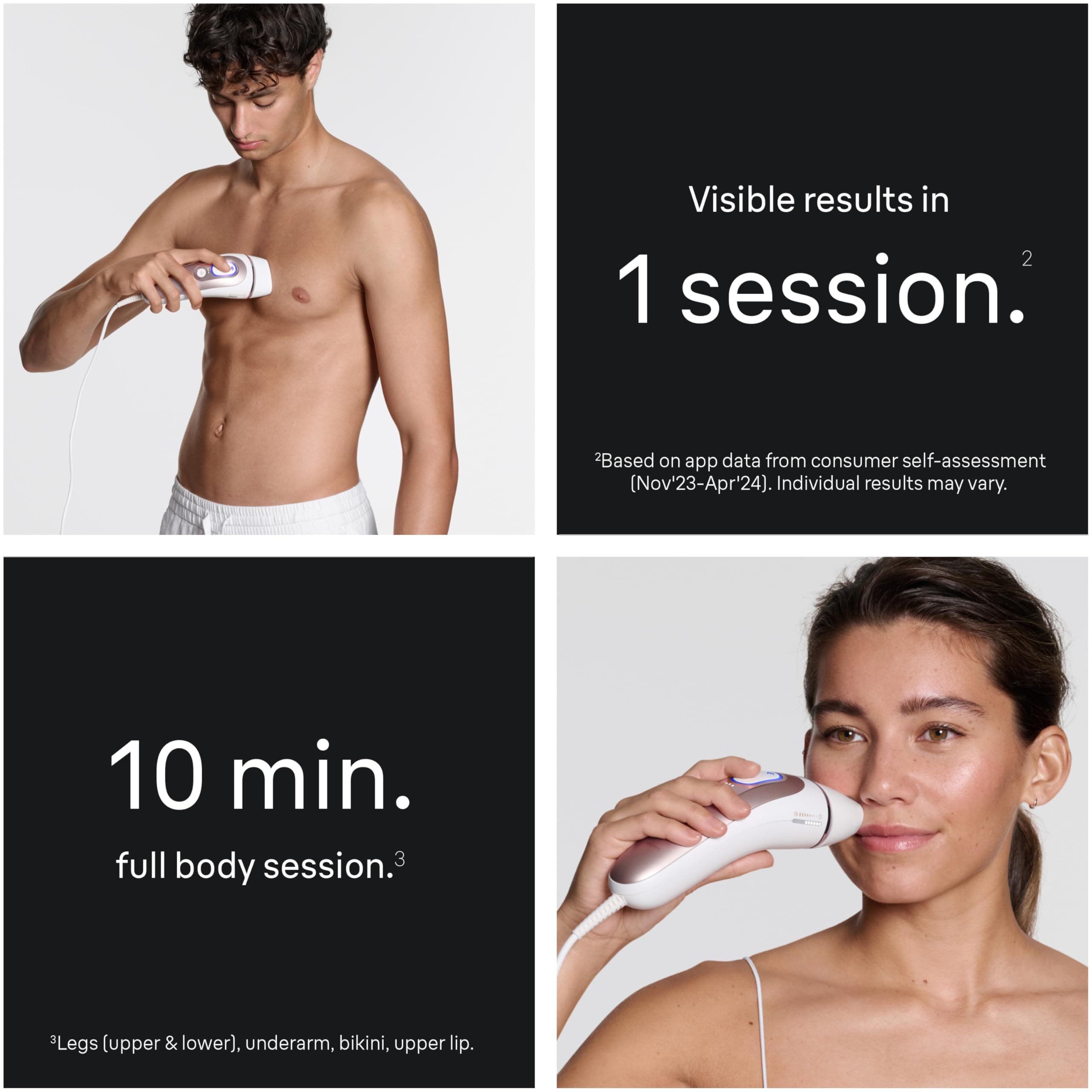 Braun Skin i-Expert Smart IPL PL7219 at Home Laser Hair Removal for Women and Men with App, Premium Pouch, Venus Razor, 2 Smart Heads, Facial Trimmer, view 4