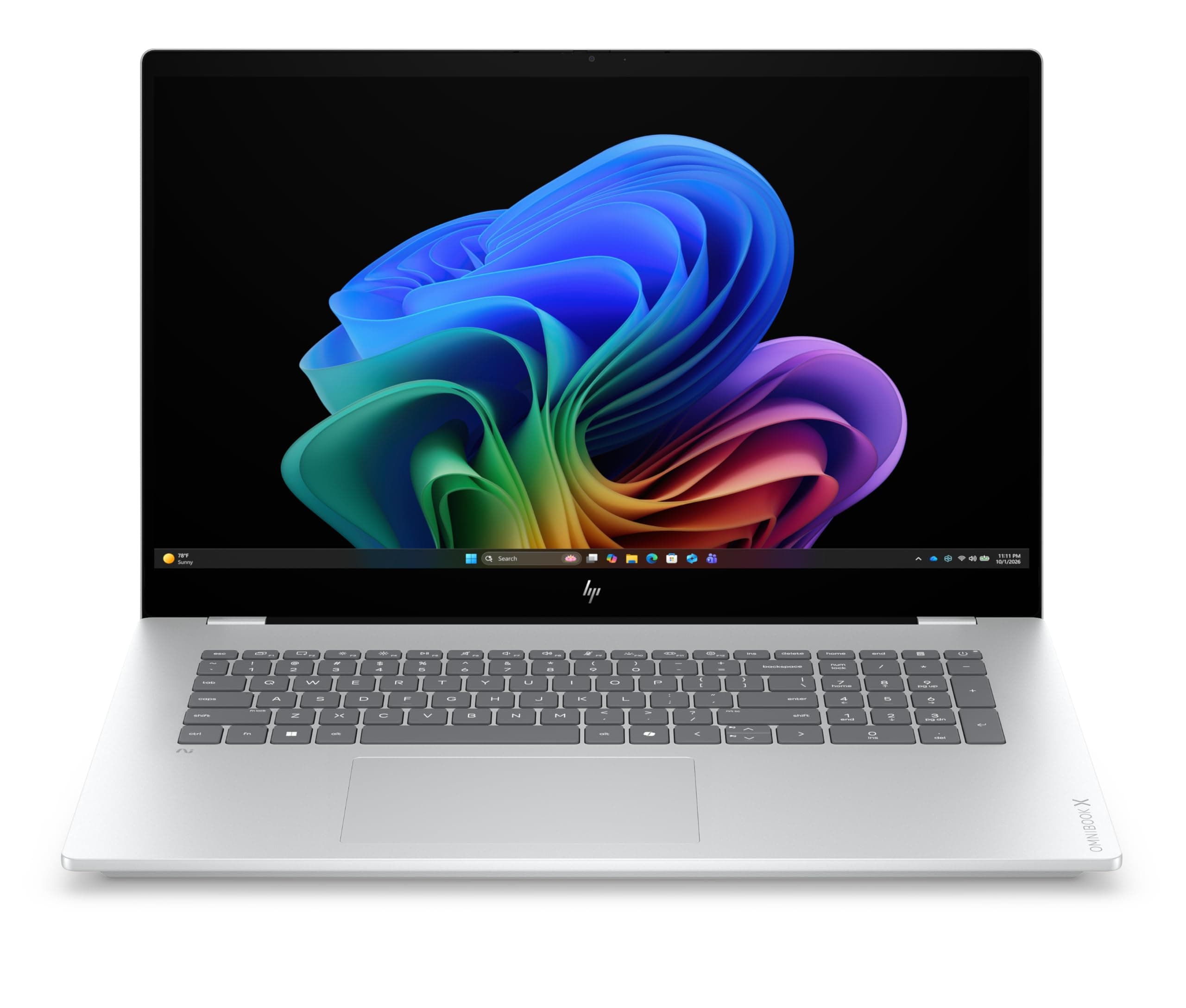 HP OmniBook X Laptop Next Gen AI 17-dd1000nr 17.3", Touch Screen, Windows 11 Home, Windows Laptop, Intel Core Ultra 7, 16GB RAM, 1TB SSD, FHD, Glacier Silver, view 2